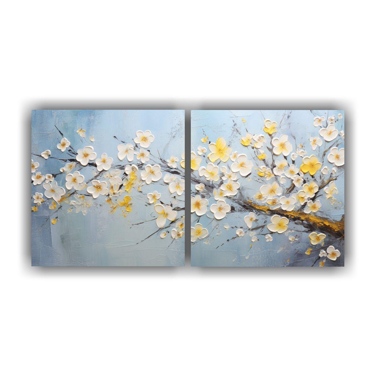 Pintura Moderna De Cerezos Amarillos En Lienzo 80x40 Cm-0