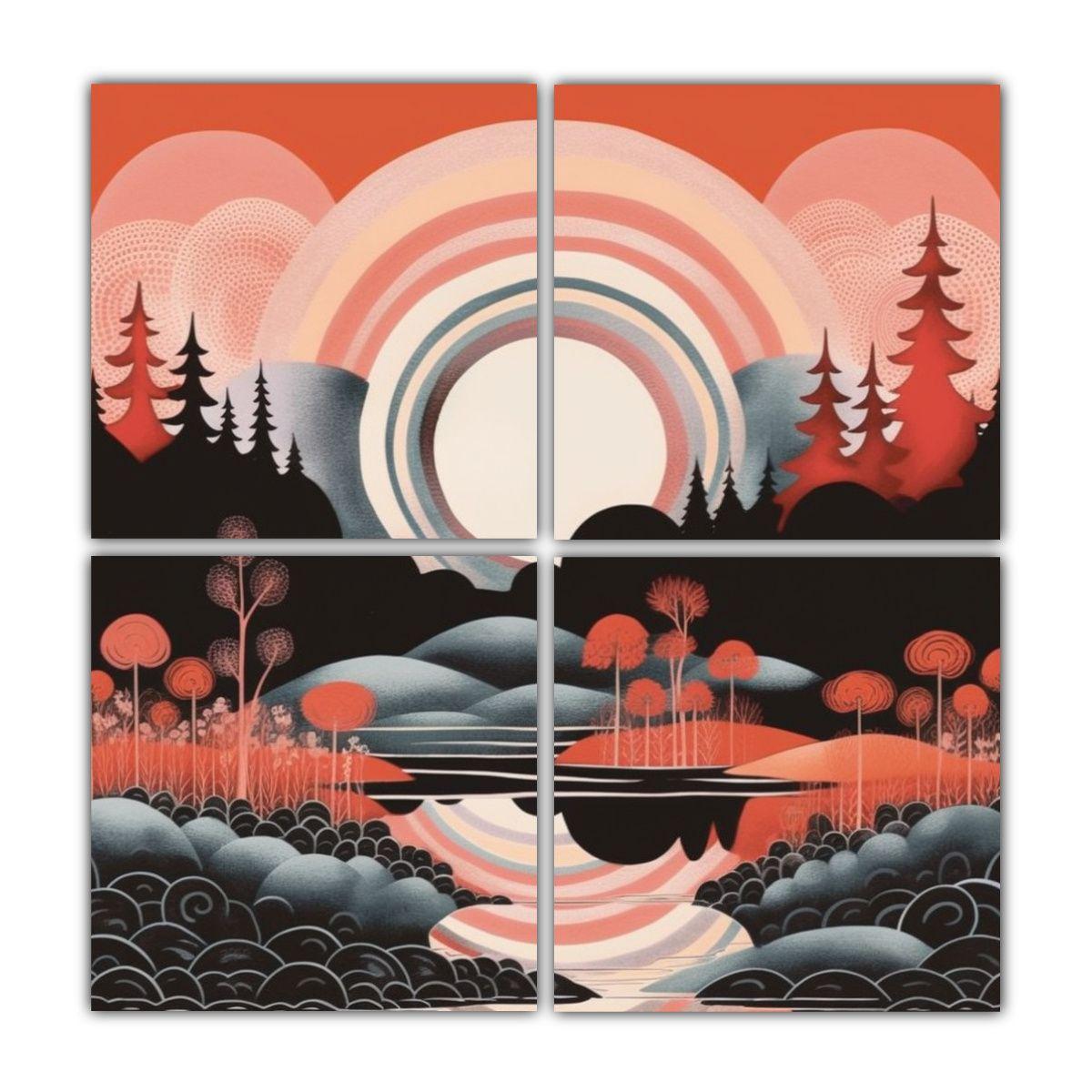 Cuatro Composición Creativa Esquema Amanecer 40x40 Cm-0