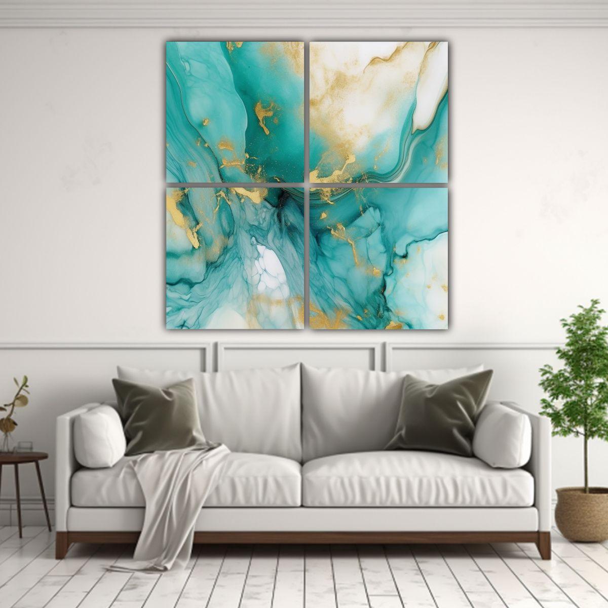 Cuadro Tema Simétrico Minimalista Con Textura De 120x120 Cm-2
