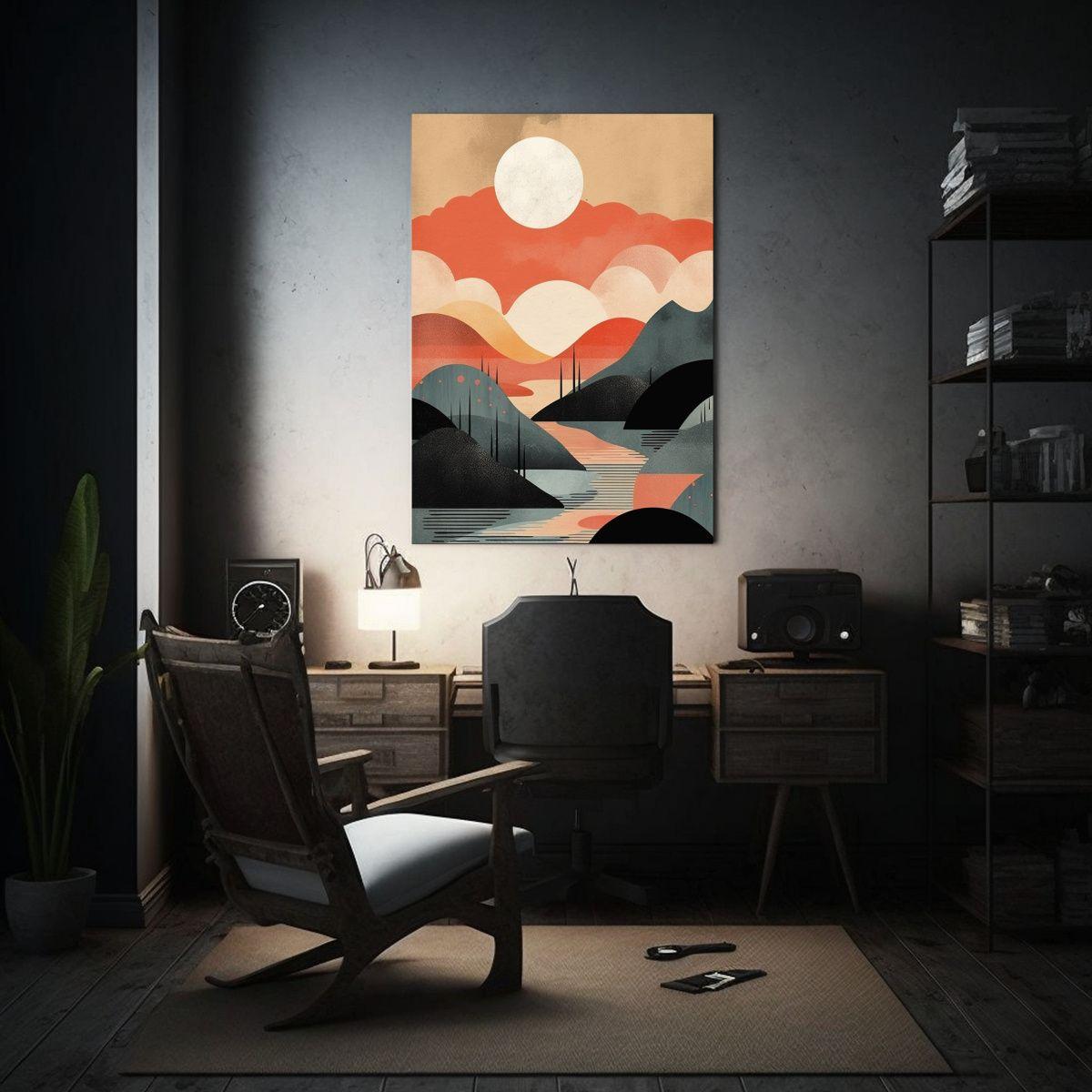 Paisaje Abstracto Enmarcado Estilo Decorativo 30x40cm-2