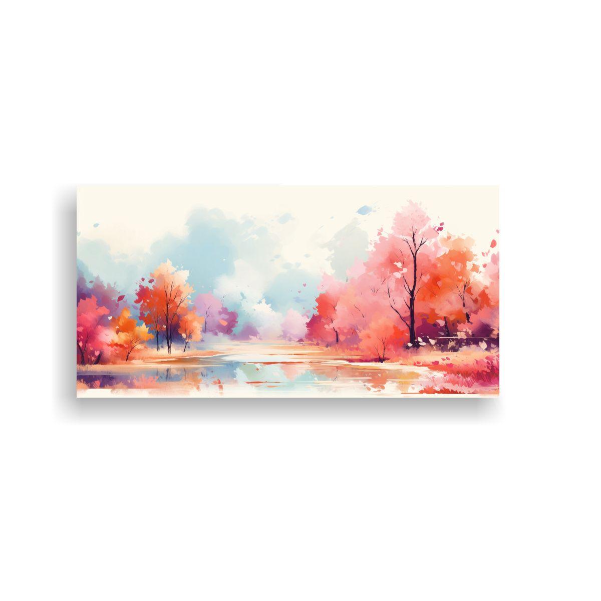 Paisaje Otoñal Con Colores Pastel En Arte Pop 100x50 Cm-0