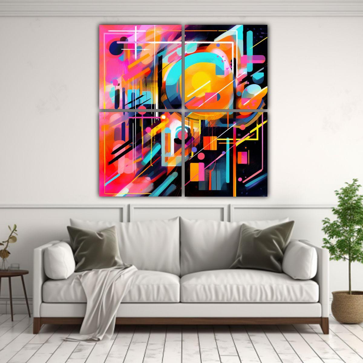 Pintura Floral Abstracta Generada Por IA Con 100x100 Cm-2