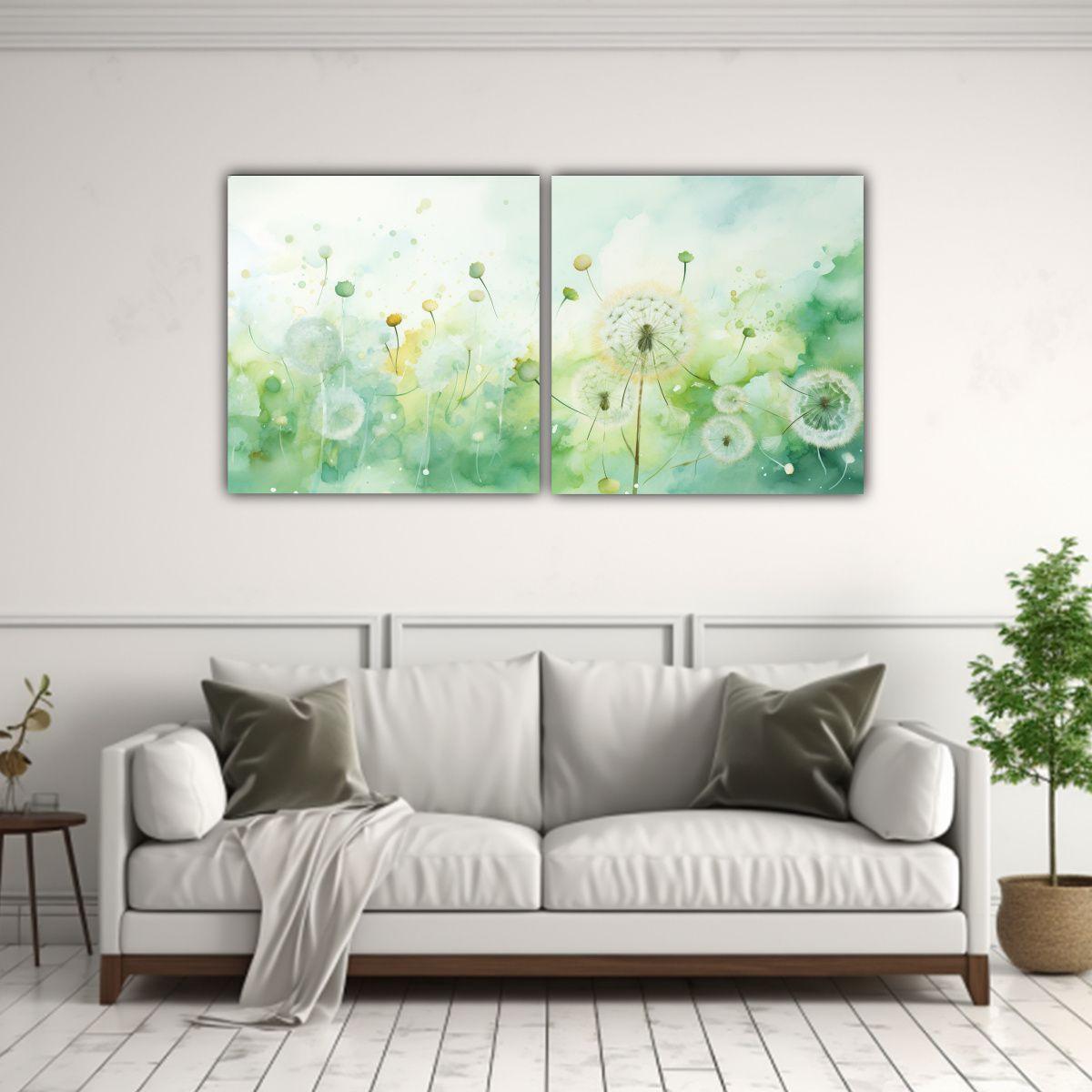 Lienzos De Tela Decoración Diente De León Verde 100x50 Cm-2