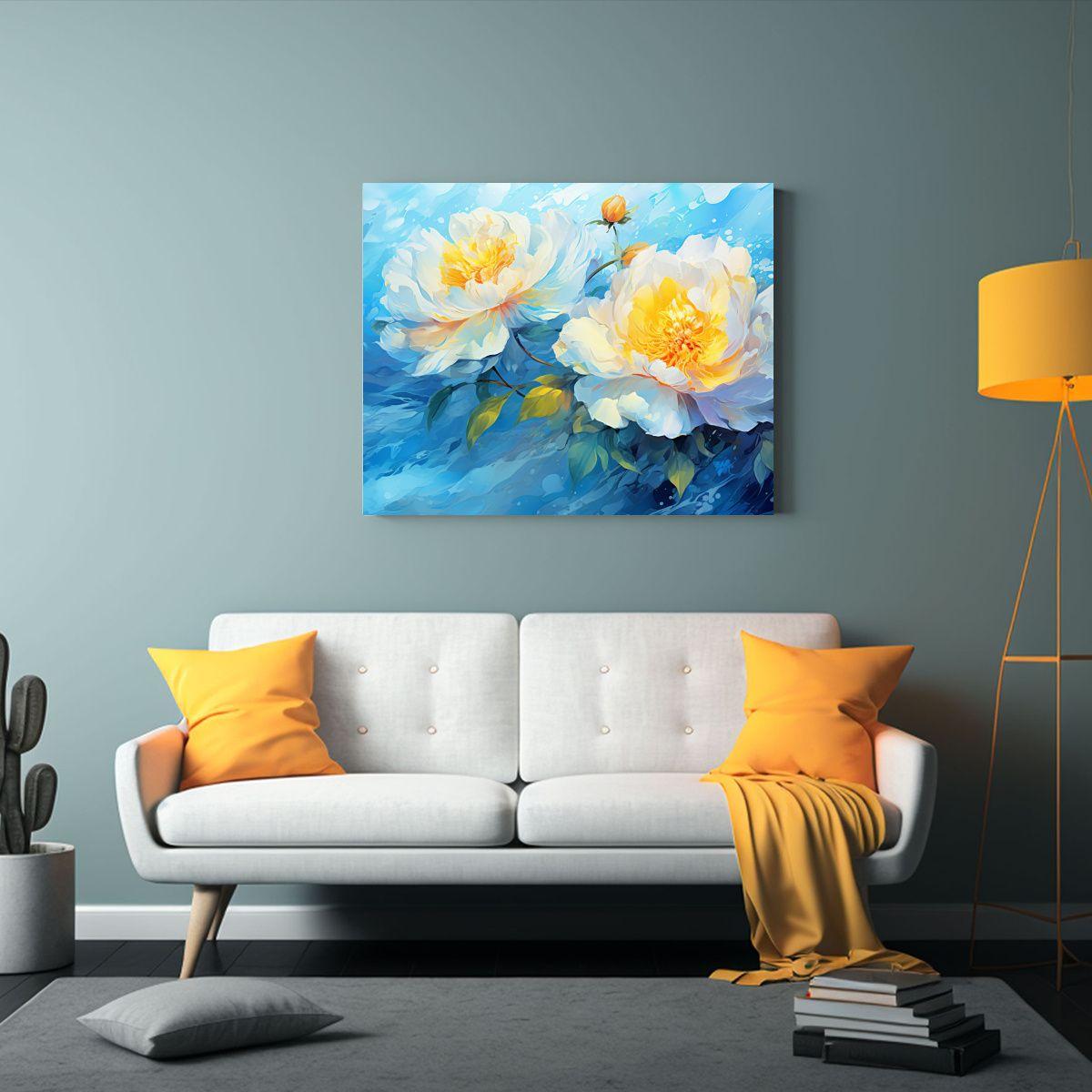 Lienzo Decoración Clásico Flores Peonías 65x50cm-2