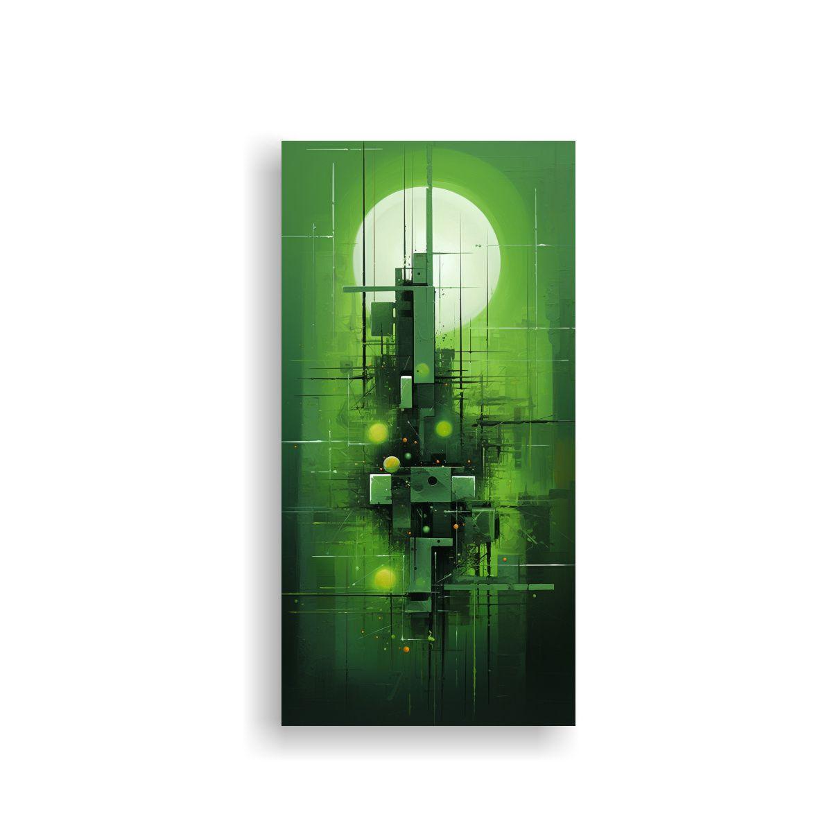 Arte De Pared Cuadro Equilibrio En Tonos Verdes 60x120cm-0