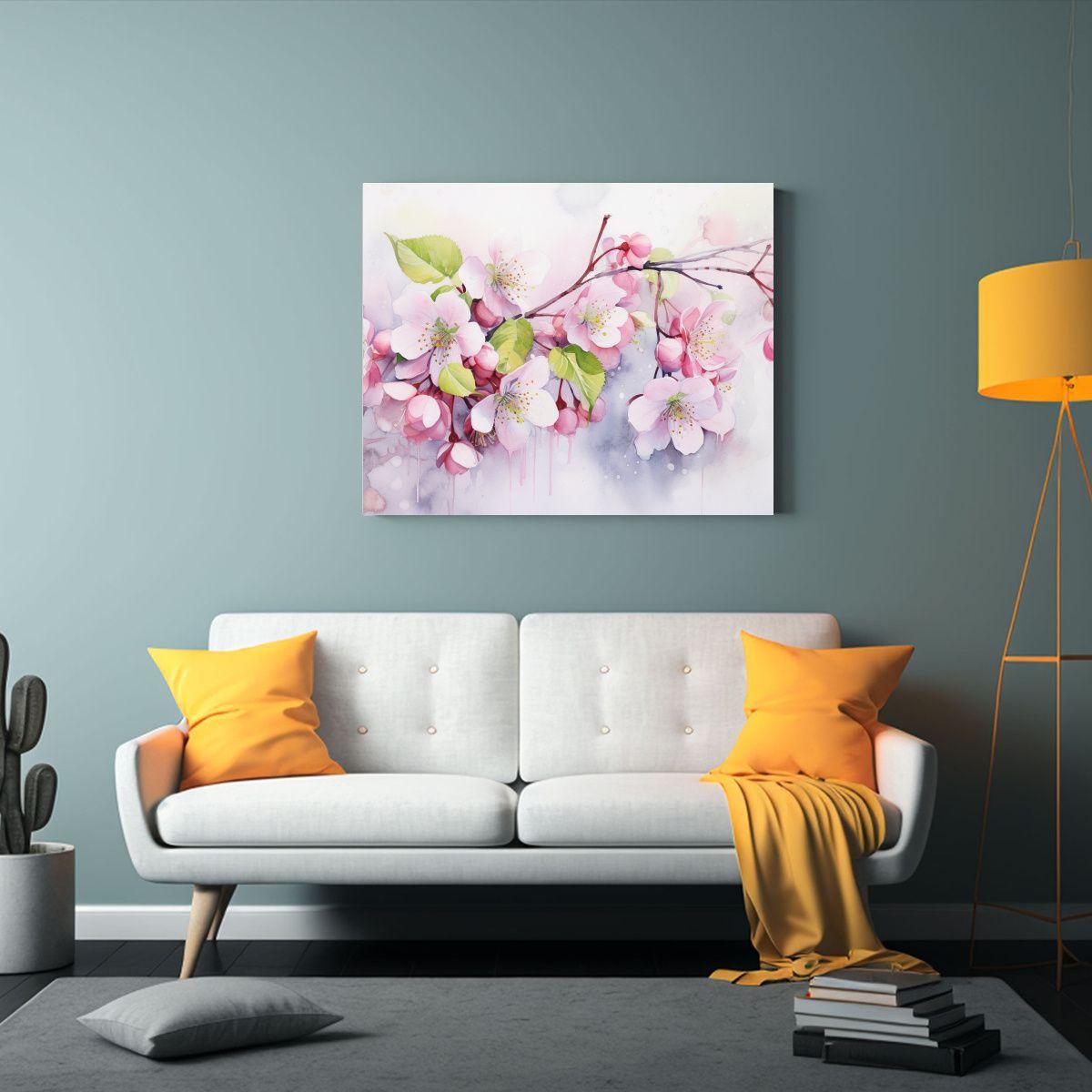 Pintura Abstracta Para Comedor En Colores Blanco Y Rosa Con  30x20cm-2