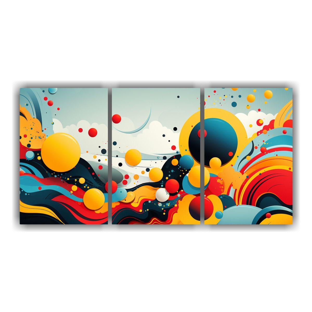 Cuadro Pared Abstracta Brilloso Popart Full Color 180x90 Cm-0