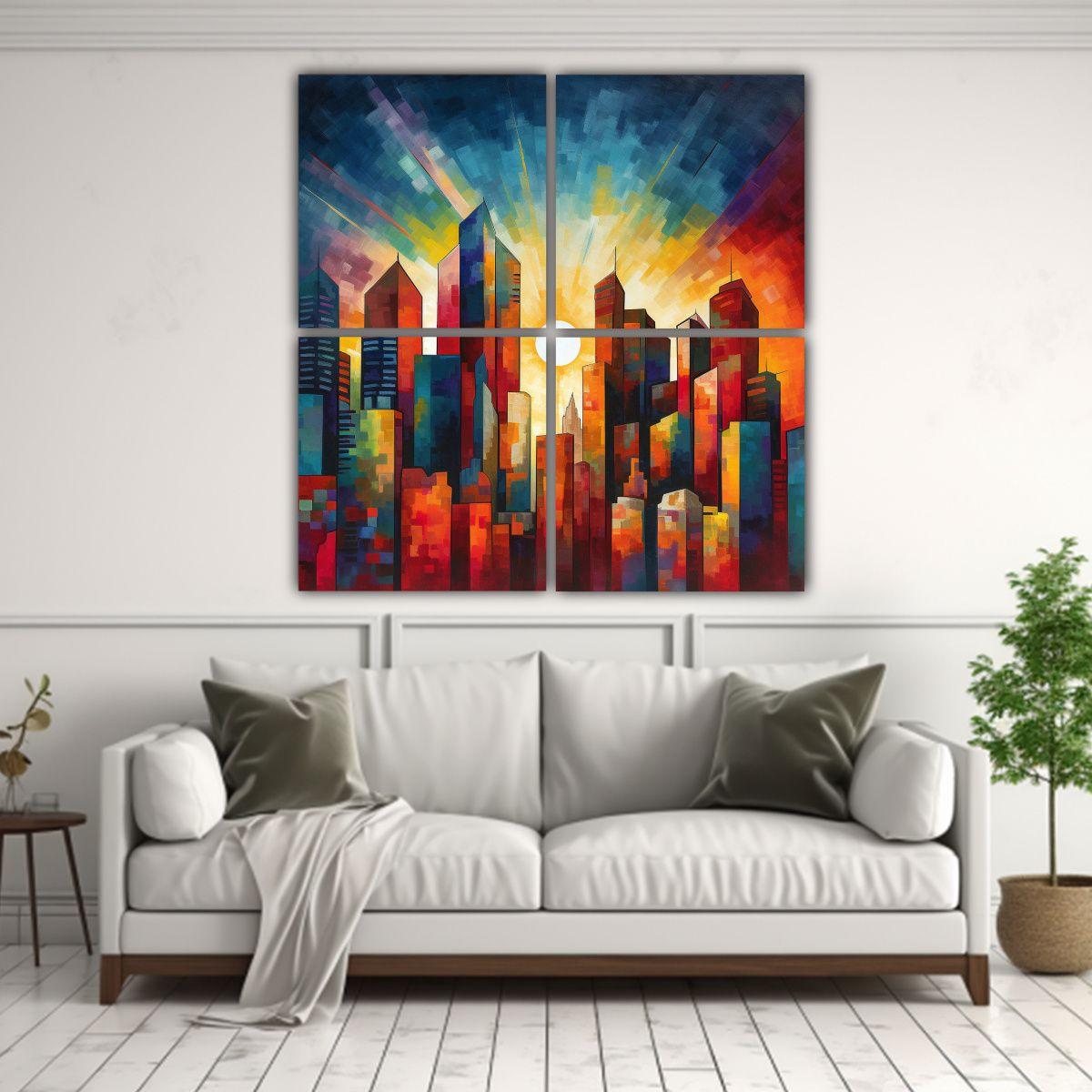 Cuadros Abstractos De Alta Calidad: Cityscape 60x60 Cm-2