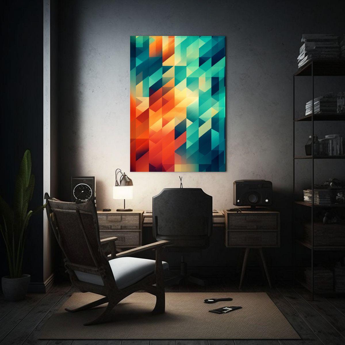 Arte De Pared Abstracto Geométrico Líneas Finas 40x50cm-2