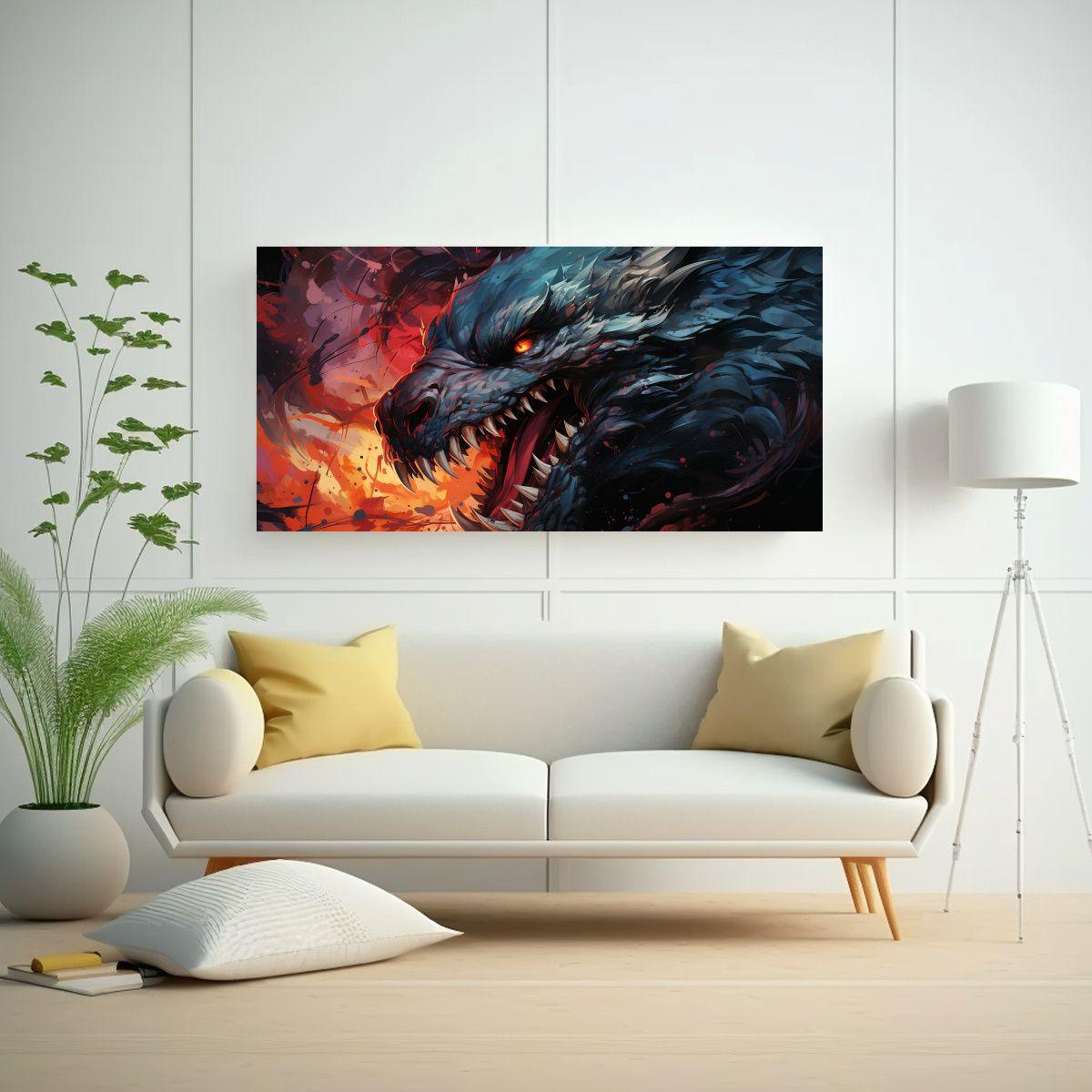 Cuadro Horizontal De Dragón En Colores Vibrantes 40x20cm-2