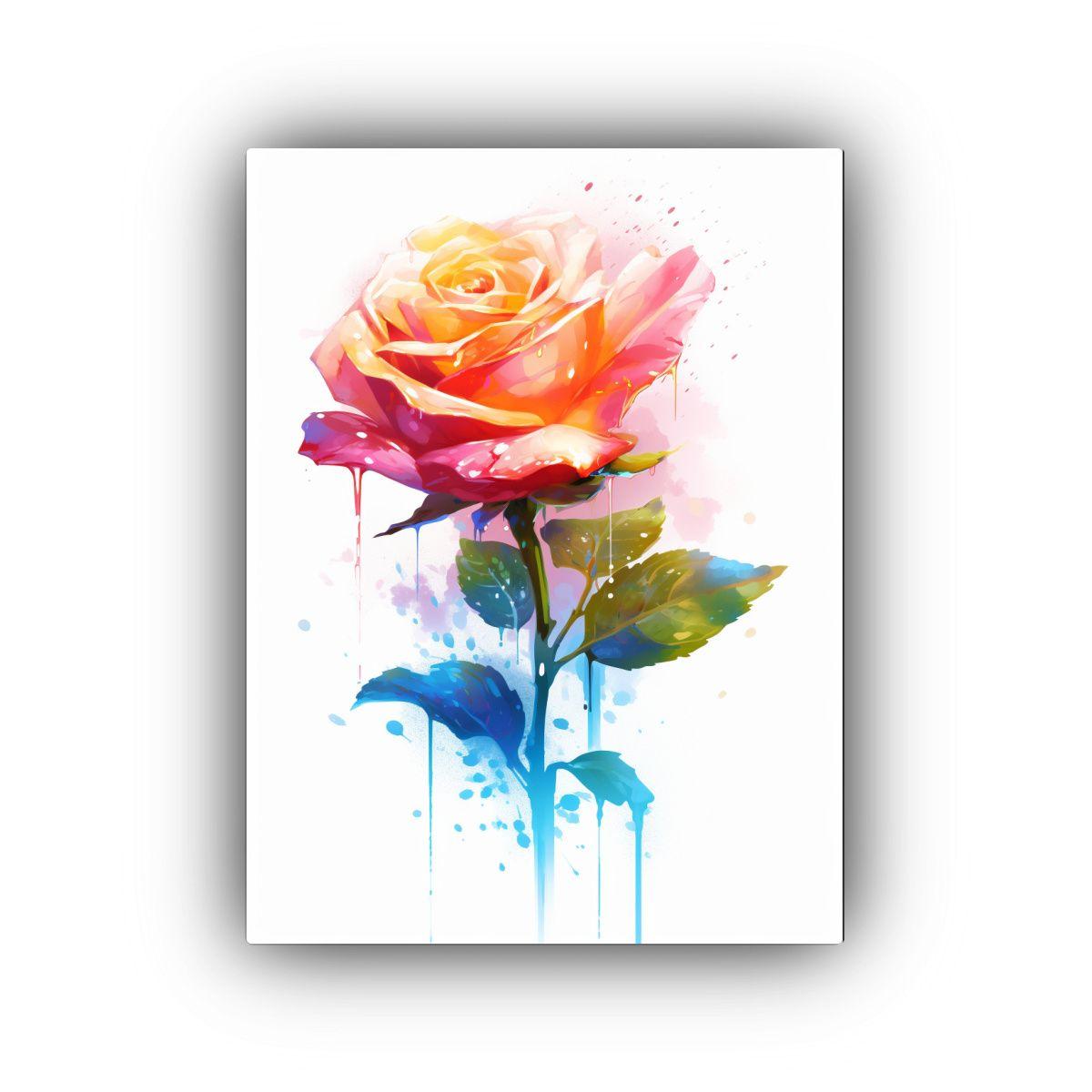 Cuadro Acuarela De Una Rosa Floreciente Arte 60x90cm-0
