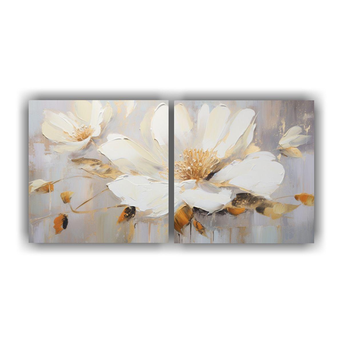 Pintura Lienzo Naturaleza Viva Estilo Flor Blanca 140x70 Cm-0