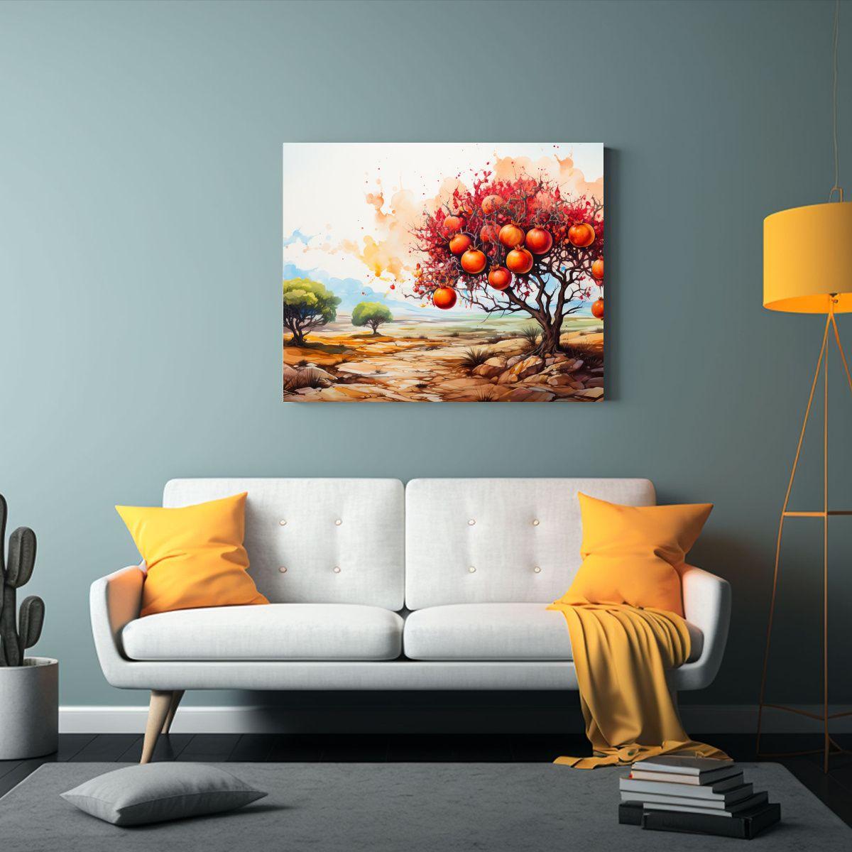 Cuadro Lienzo Estético Árbol Granado Colores 40x30cm-2
