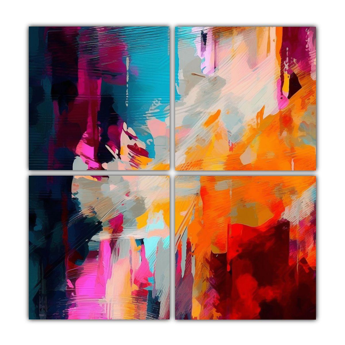 Cuatro Lienzos Calidos Originalidad En Diseños 40x40 Cm-0