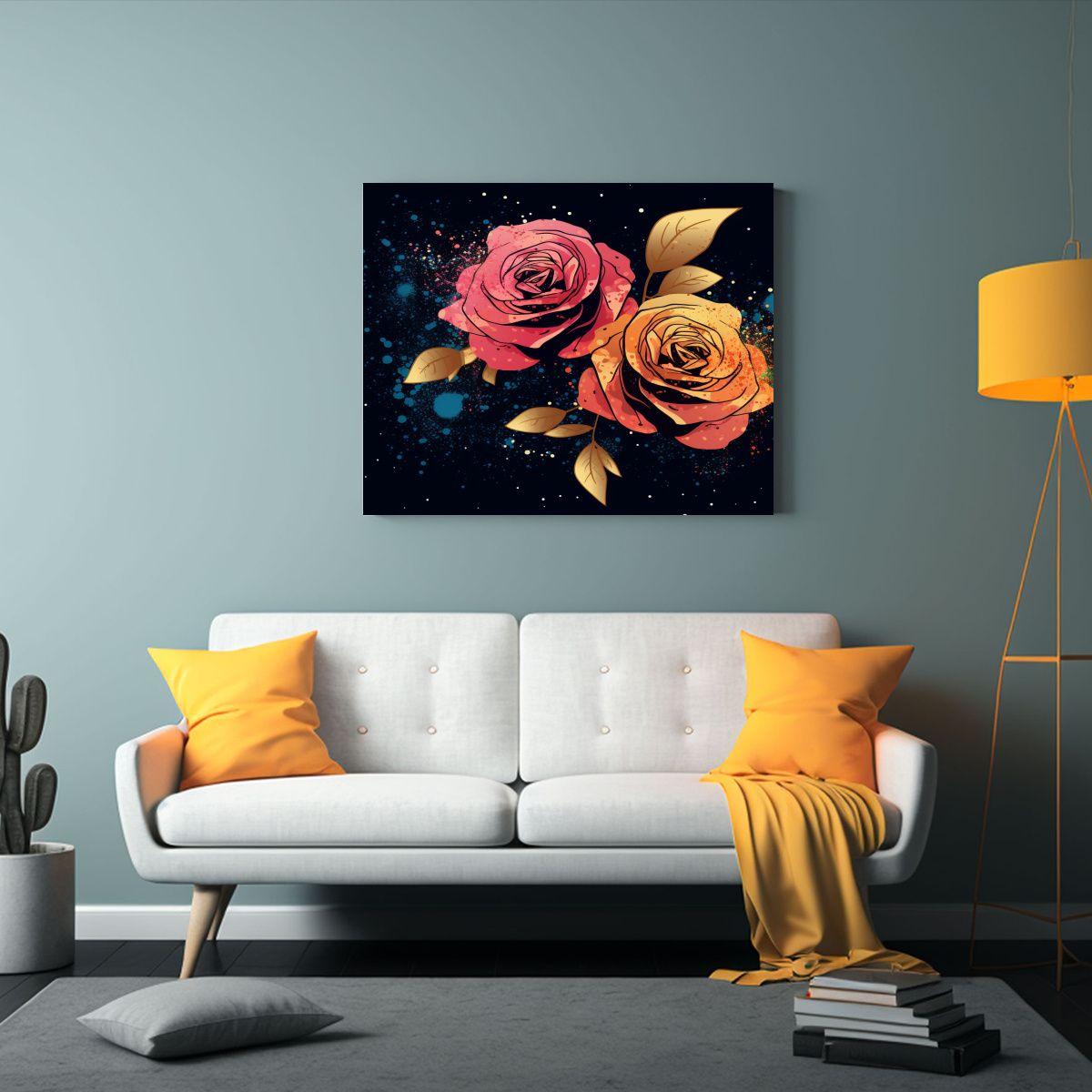 Cuadro Cuadro En Color Con Silueta De Rosas 30x20cm-2