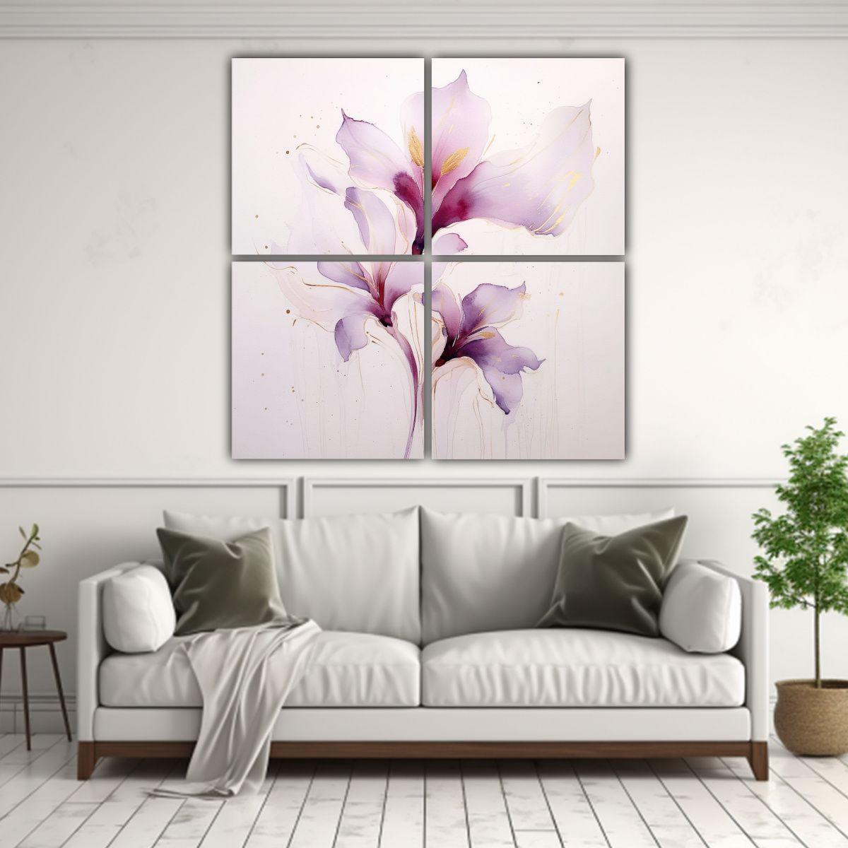 Cuadros Calidos Tematica Acuarela Flores 40x40 Cm-2