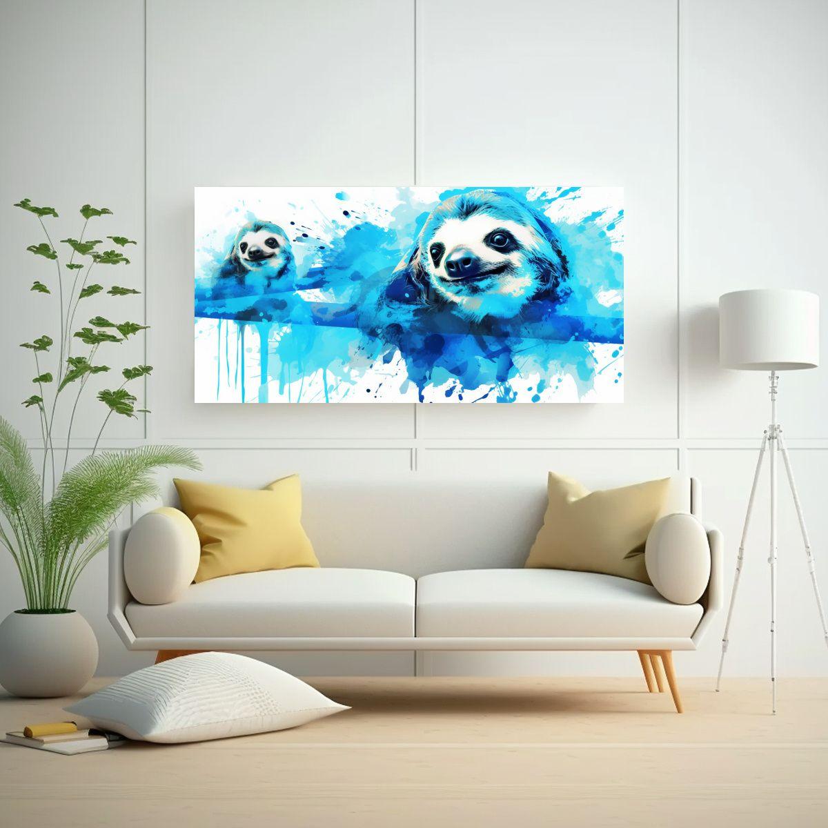 Cuadros De Lienzo Moderno A Sloths En Colores 140x70 Cm-2