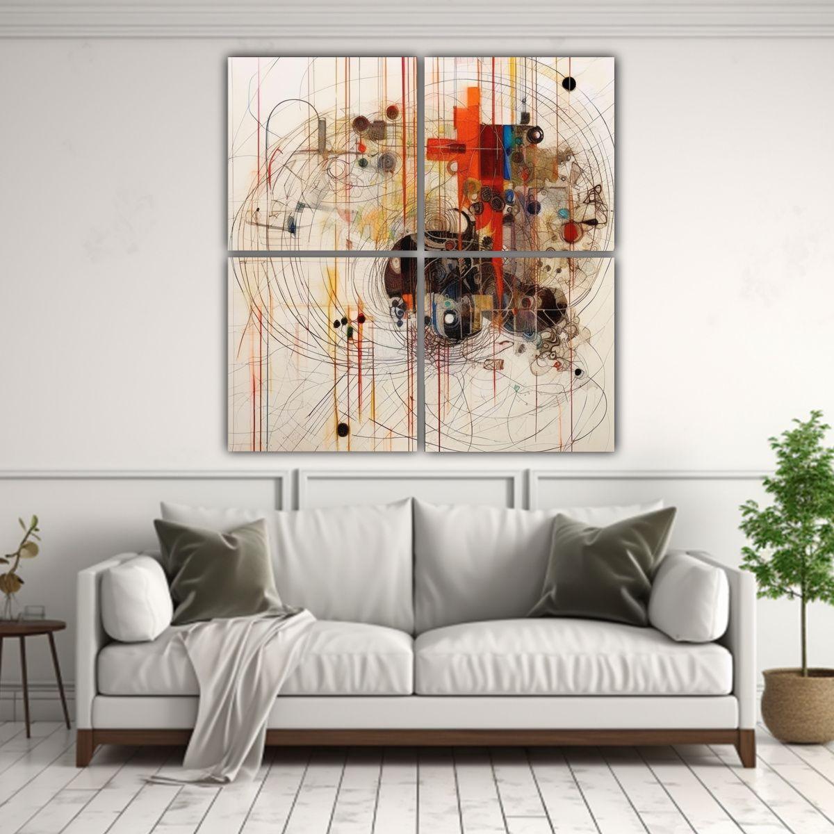 Cuatro Artes De Pared Concepto Tecnológico 140x140 Cm-2