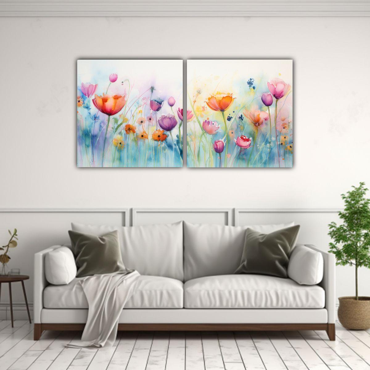 Pinturas De Decoración Con Flores Abstractas: 120x60 Cm-2