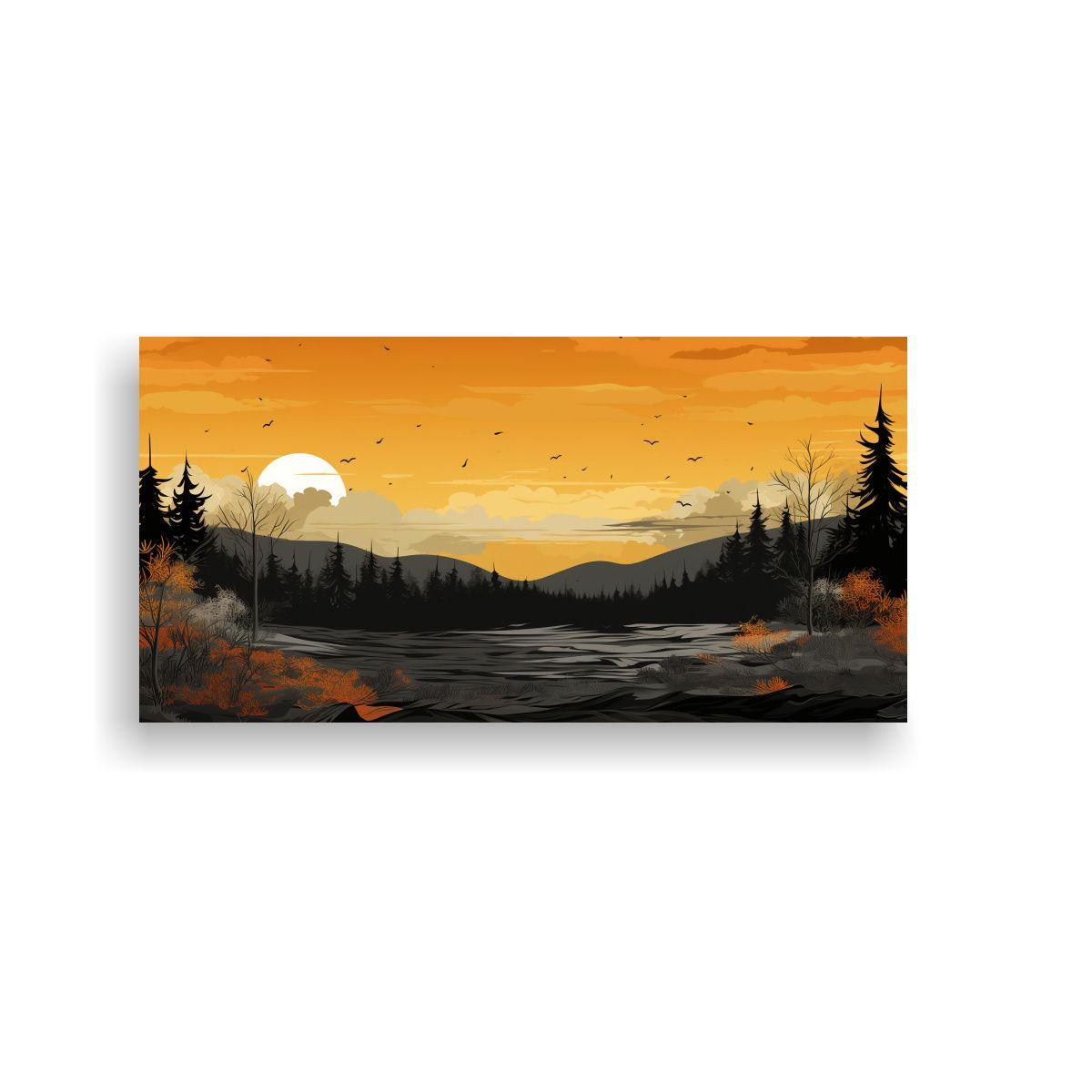 Paisaje Otoñal Con Colores Negros En Arte Pop Neo 160x80cm-0