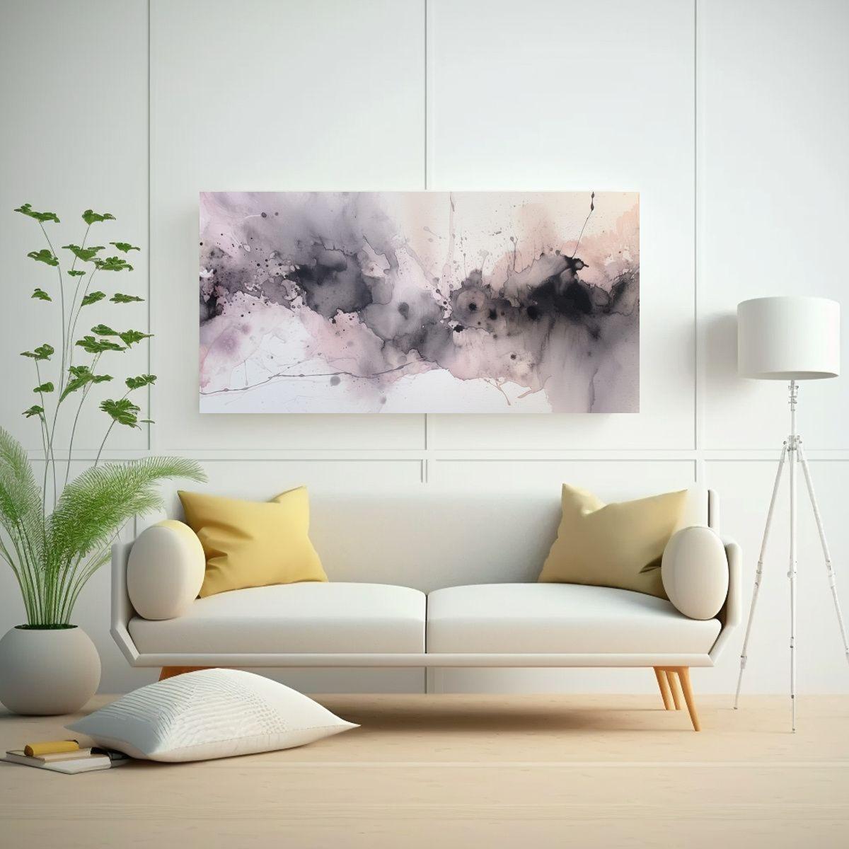 Textura De Acuarela Gris Y Malva Para Decoración 140x70 Cm-2