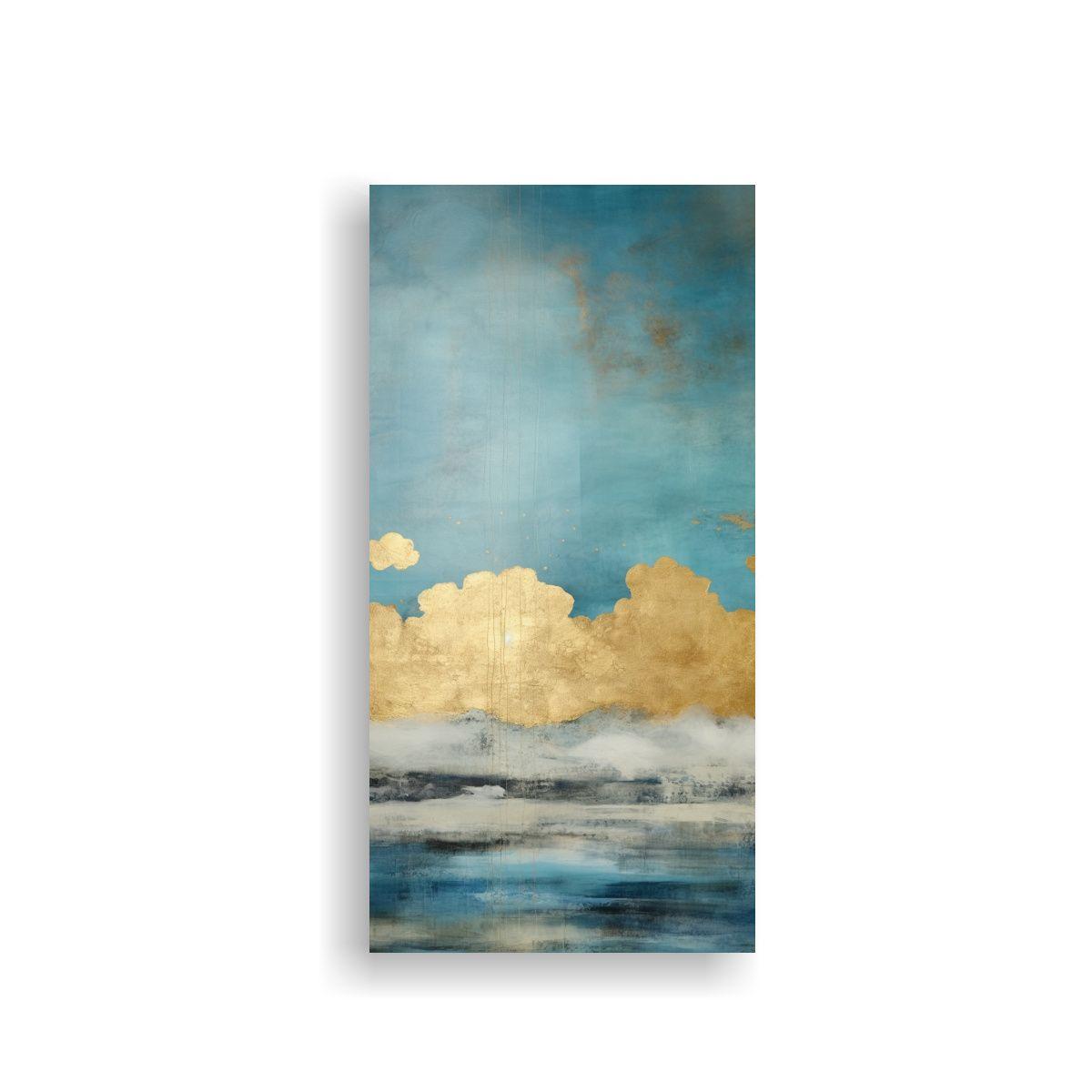 Pintura De Impacto Visual Con Dorado Y Acuarela 30x60cm-0