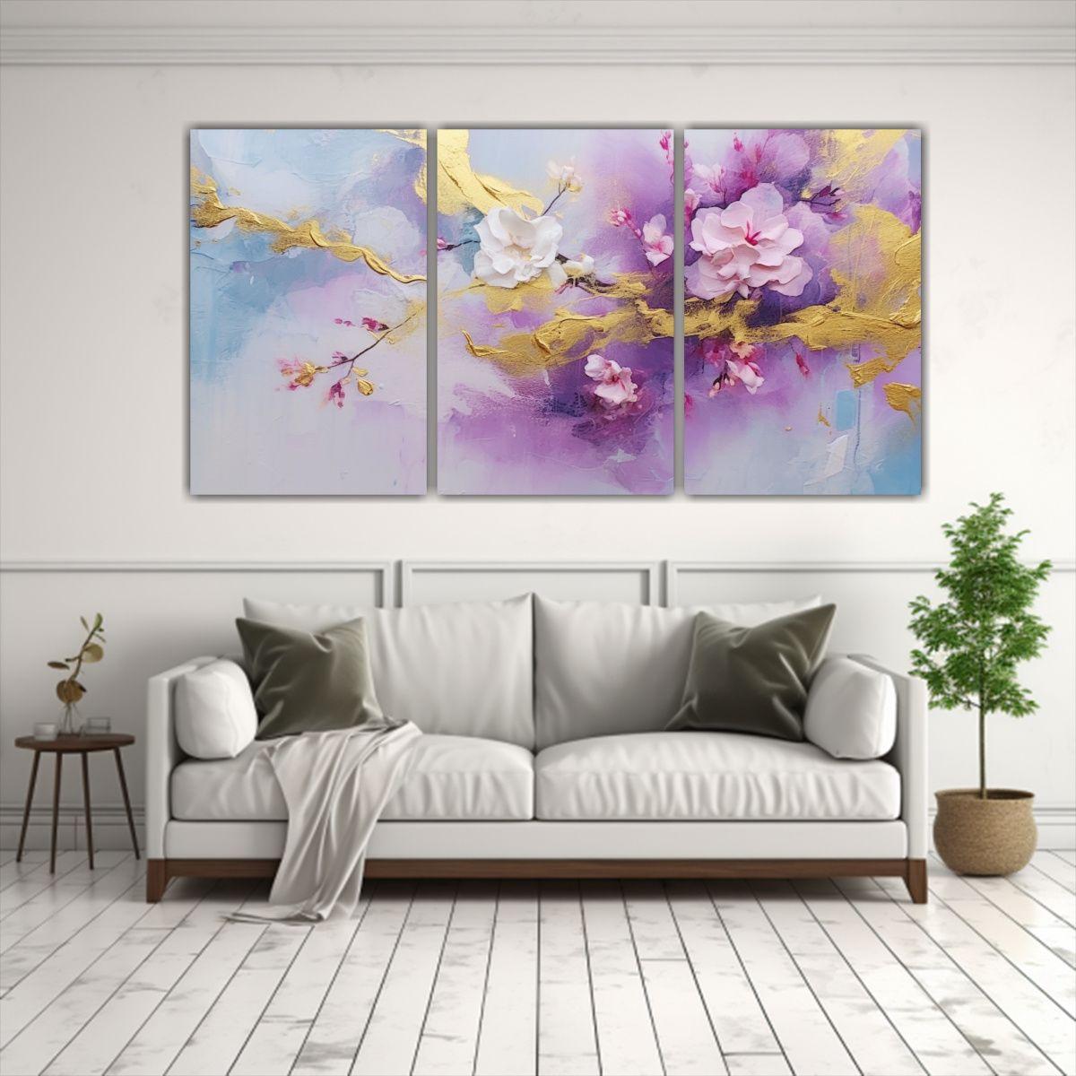 Set De 3 Lienzos De Tela Acuarela Reflejo 120x60 Cm-2
