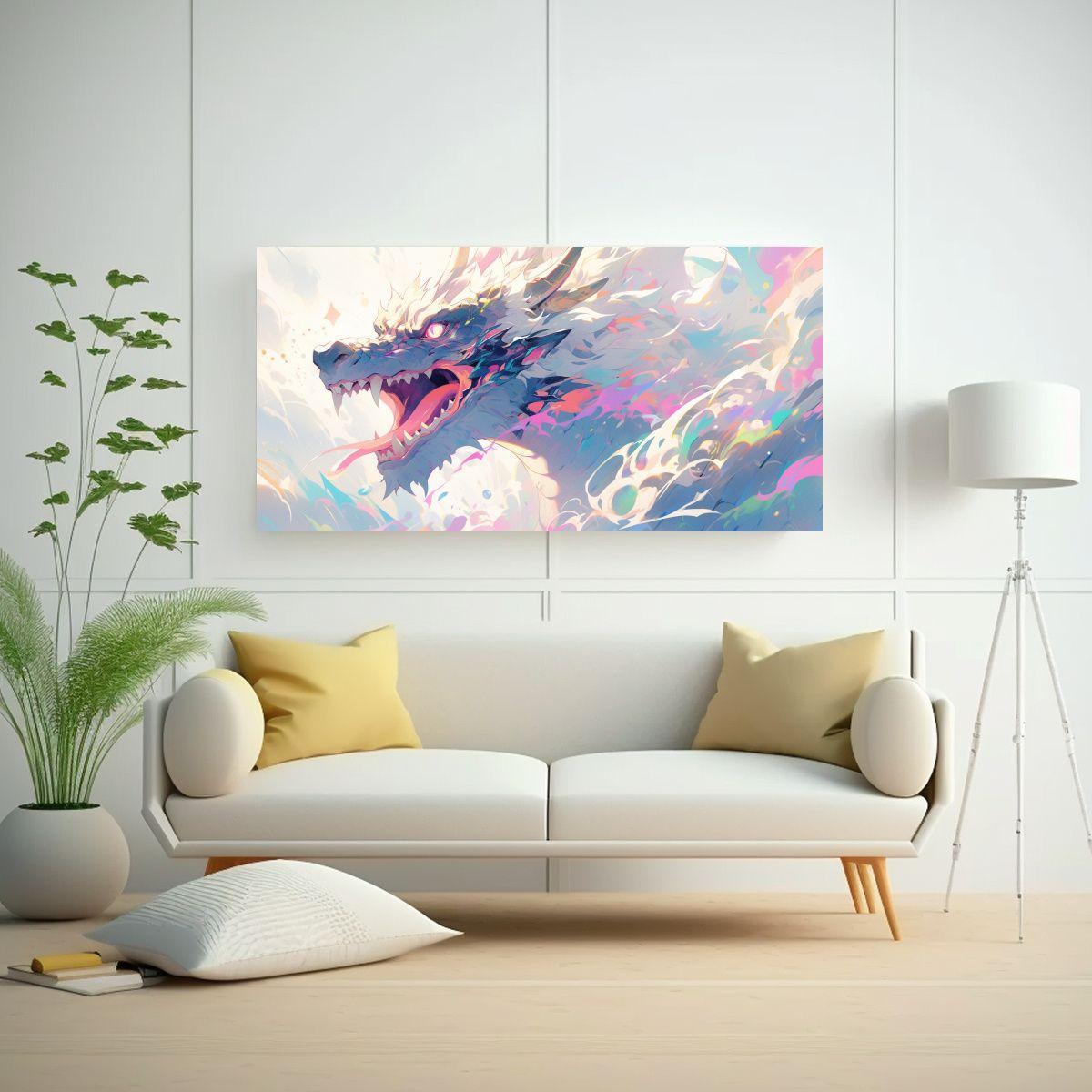 Pintura De Pared Vanguardia: Dragón En Colores 40x20 Cm-2
