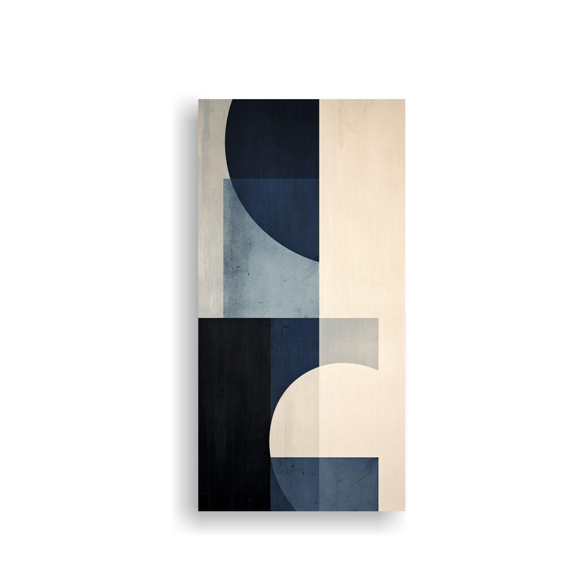 Pintura Abstracta Azul Y Gris En Lienzo Blanco 60x120cm-0