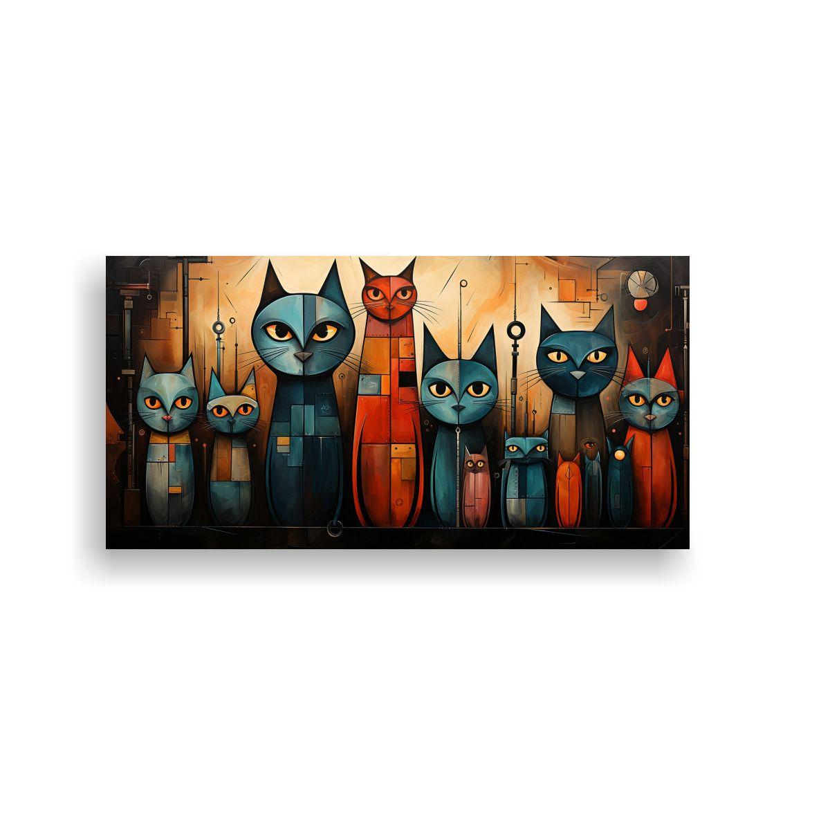 Arte De Pared Impreso Expresividad Gatos Mundo 140x70cm-0