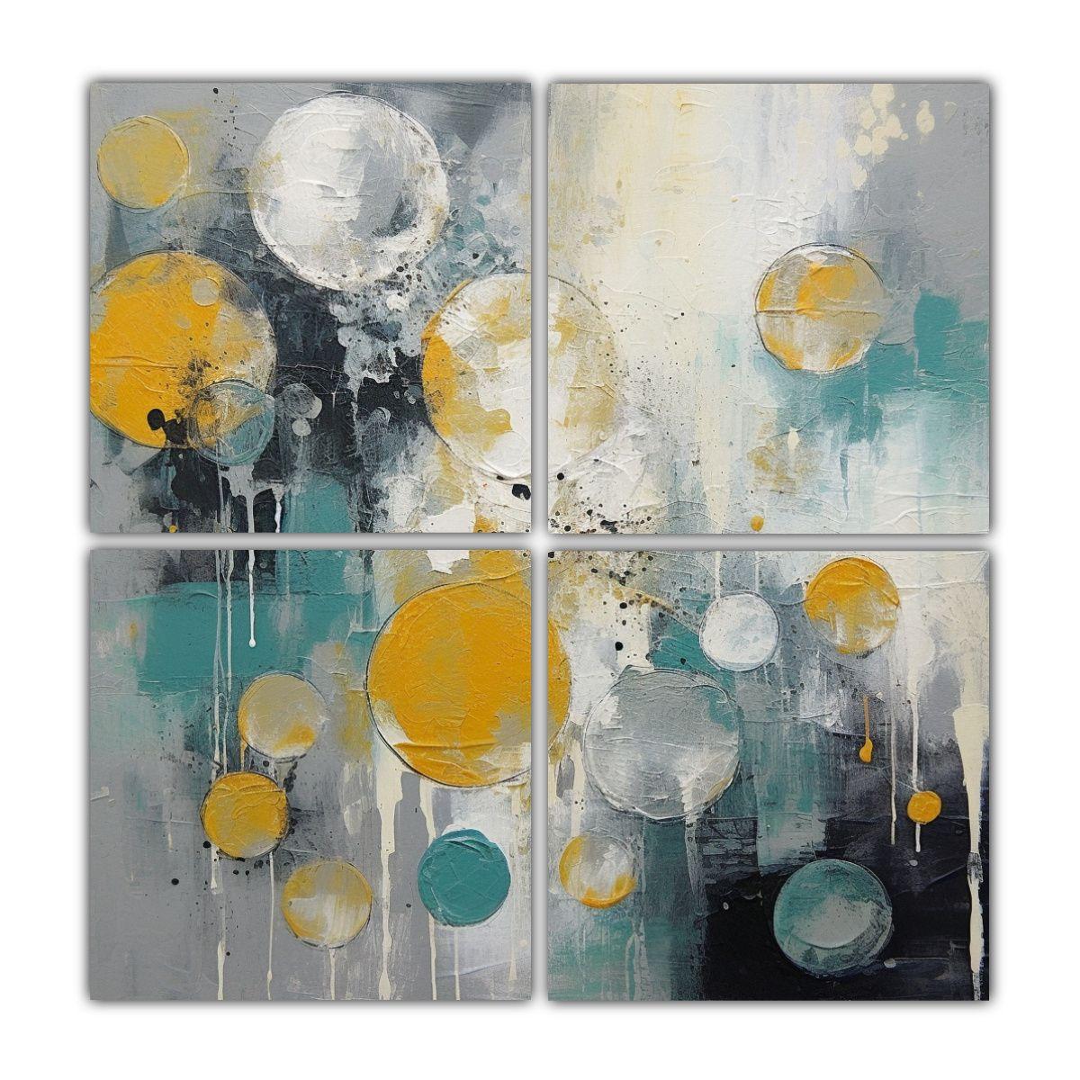 Cuatro Cuadros Colores Simplicidad 2023 Pintura 100x100 Cm-0