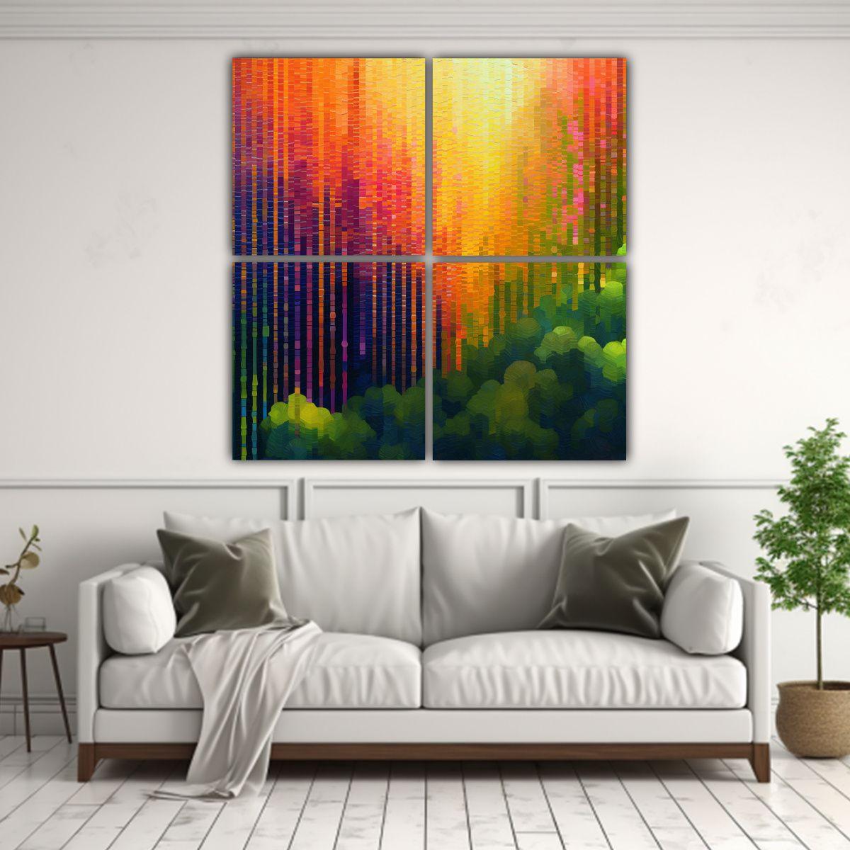 4 Cuadros De Lienzo Tonos Colores Vibrantes 180x180 Cm-2