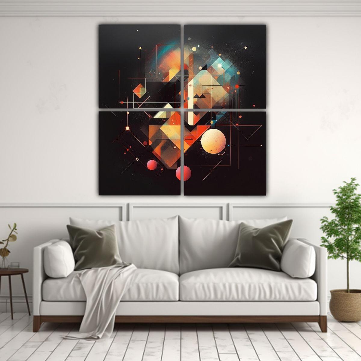 Pinturas Abstractas Con Figuras Geométricas 40x40 Cm-2