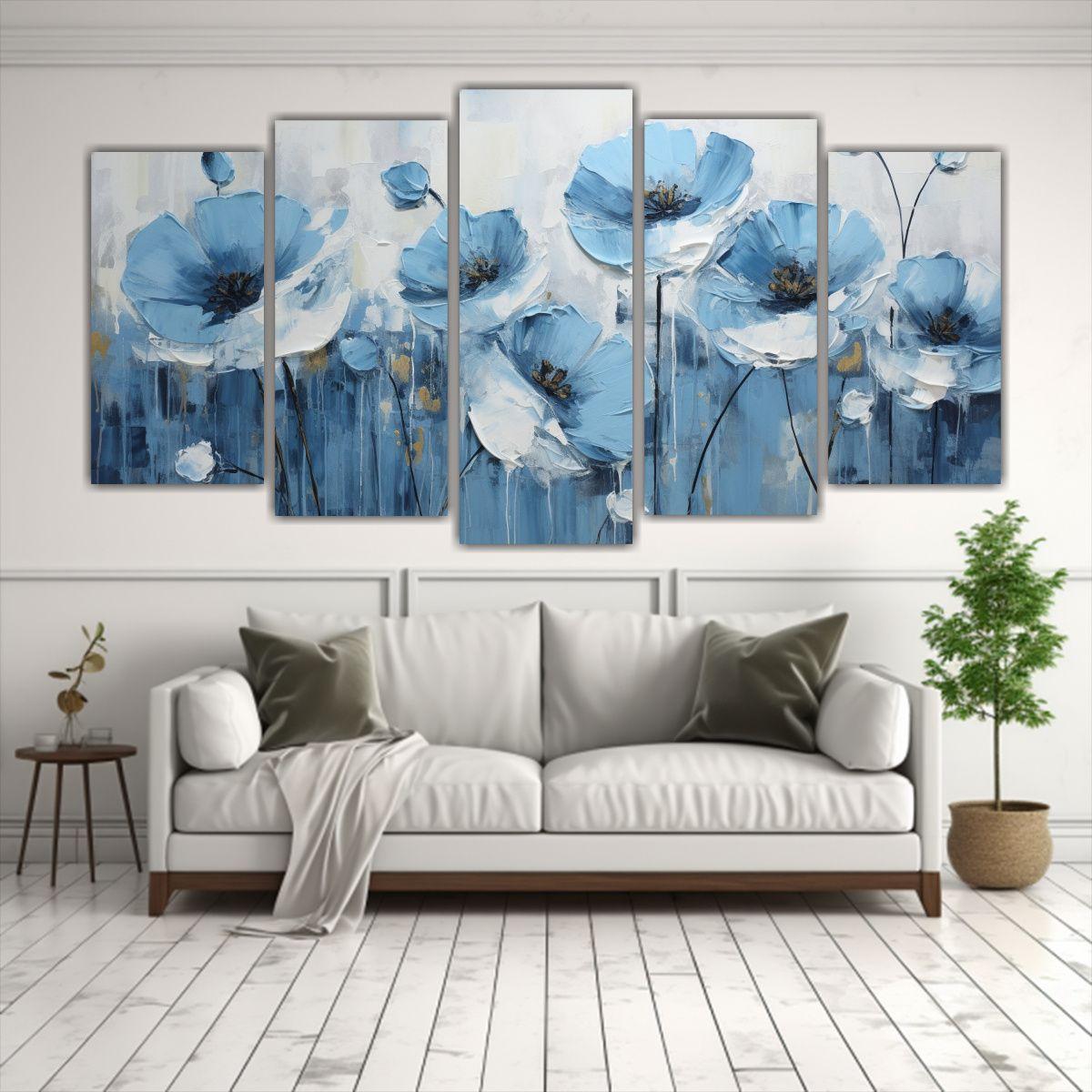 Obra Maestra Azul: Pintura En Lienzo Estilo 100x50 Cm-2