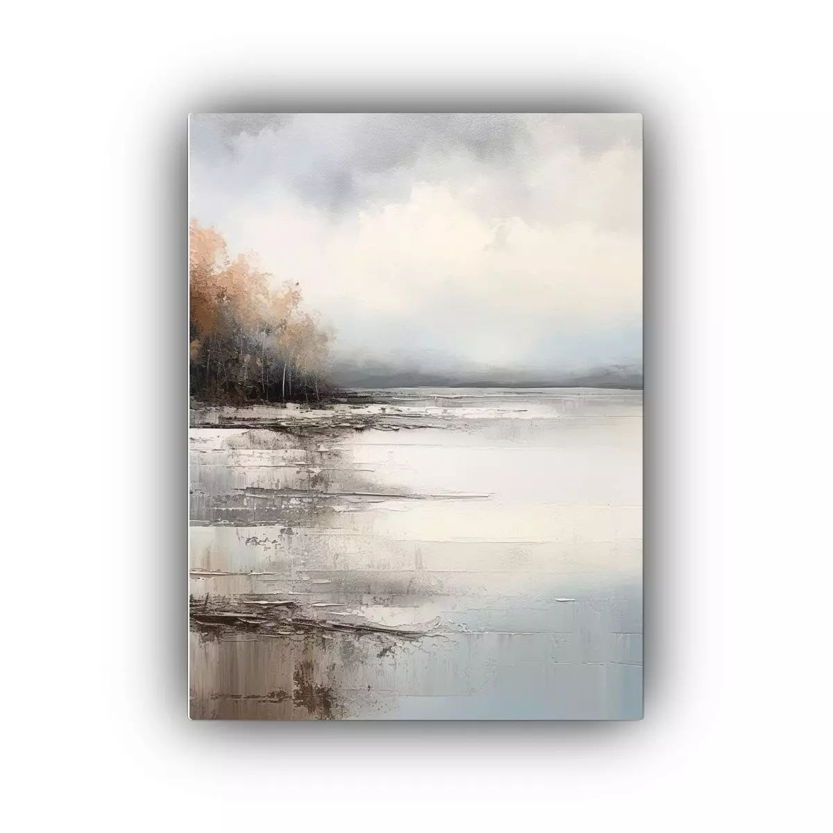 Pintura Acuática Gris Y Blanca En Estilo 50x65cm-0