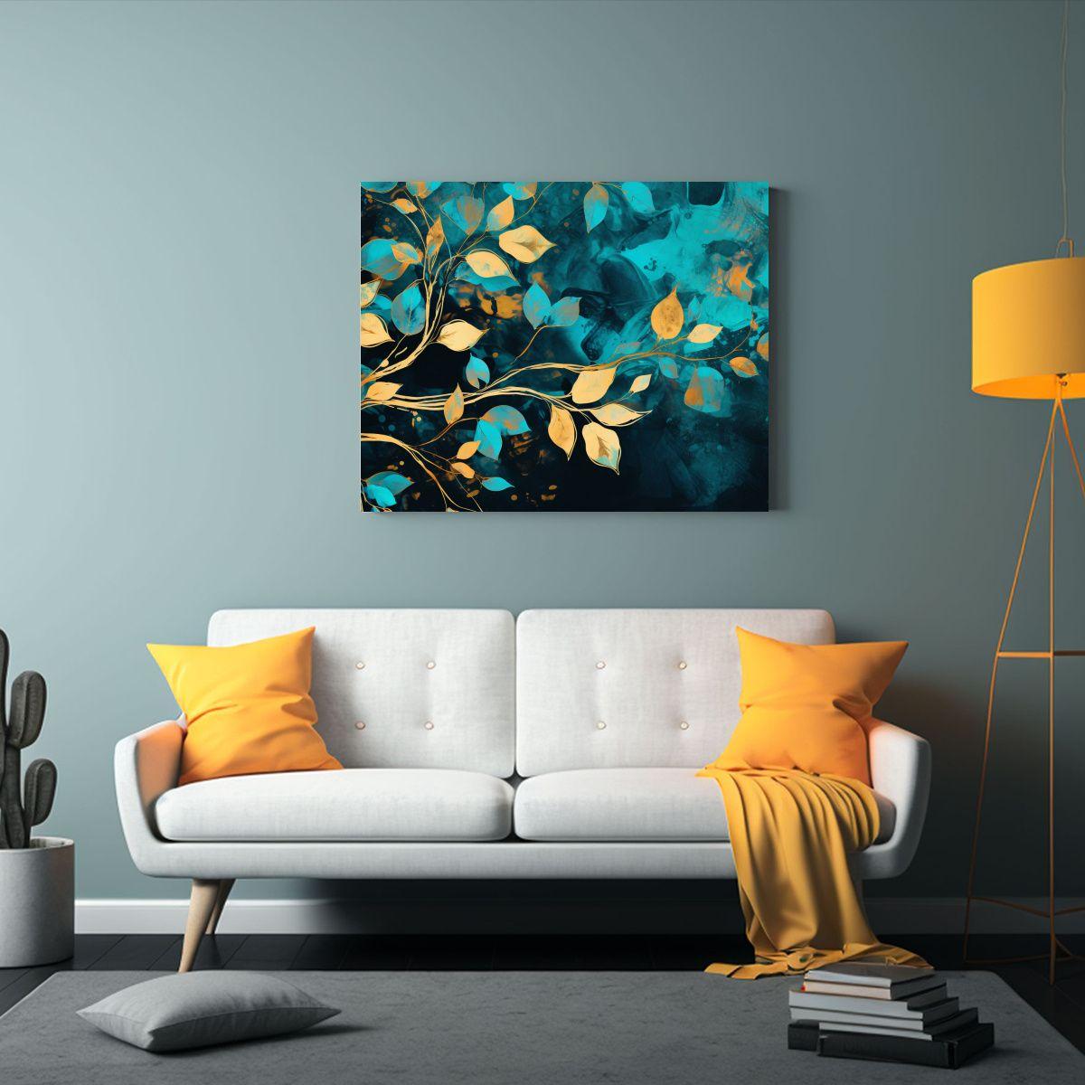 Pinturas Decorativas En Estilo Neonoir Con Colores Turquesa  60x40cm-2
