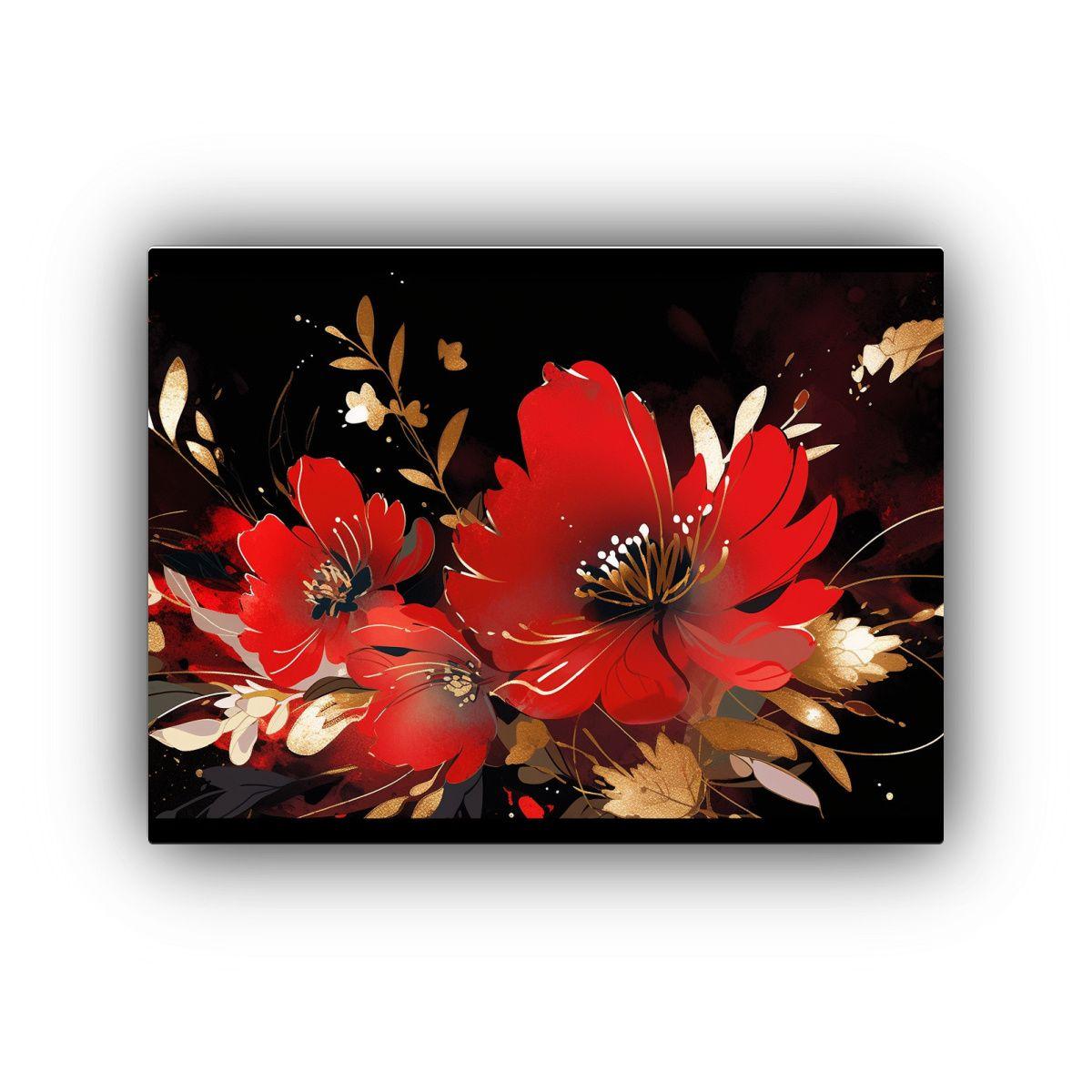 Cuadro Decorativo Estilo Neonoir En Tonos Rojo Y Dorado Sobr 65x50cm-0