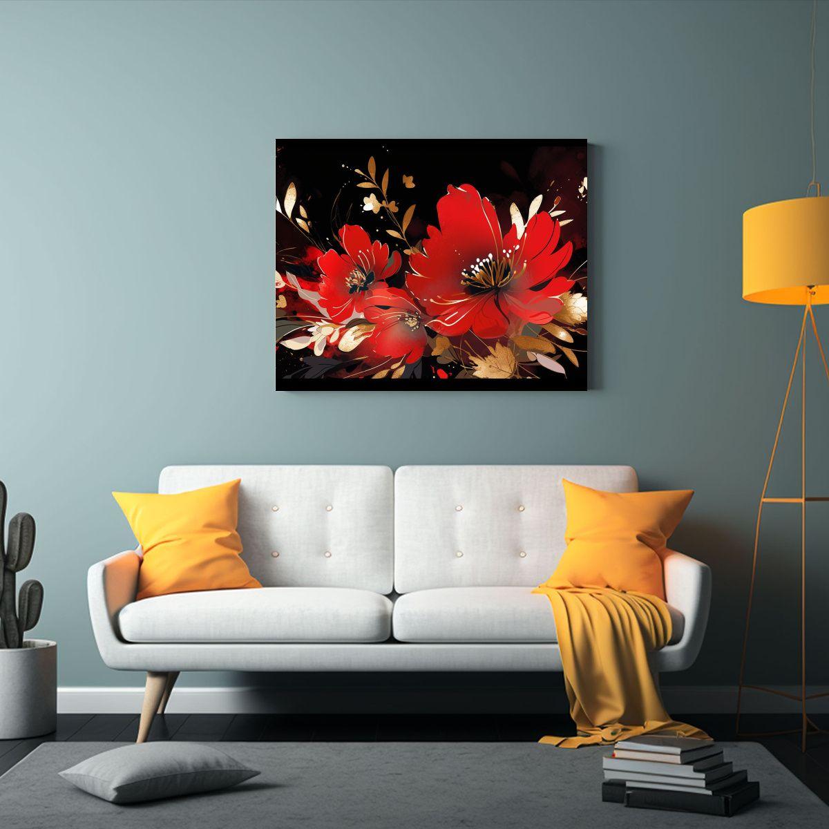 Cuadro Decorativo Estilo Neonoir En Tonos Rojo Y Dorado Sobr 65x50cm-2