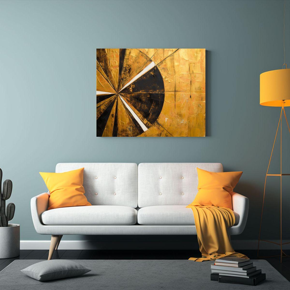 Pintura Abstracta Minimalista En Oro Que Representa La Prosp 120x80cm-2
