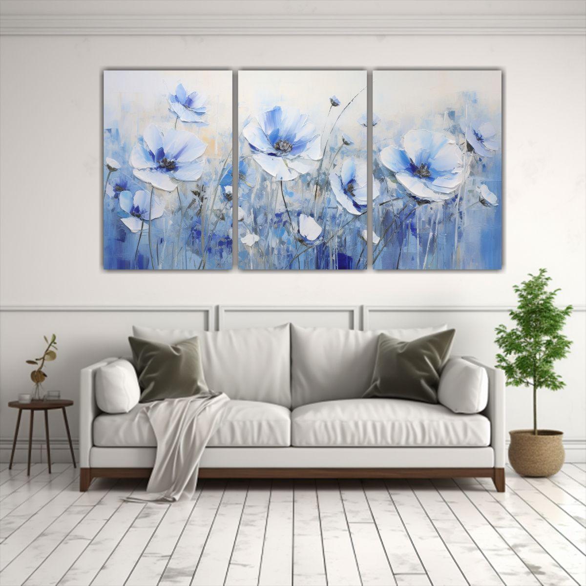 Pintura Tríptica Moderna De Interiores En Lienzo 60x30 Cm-2