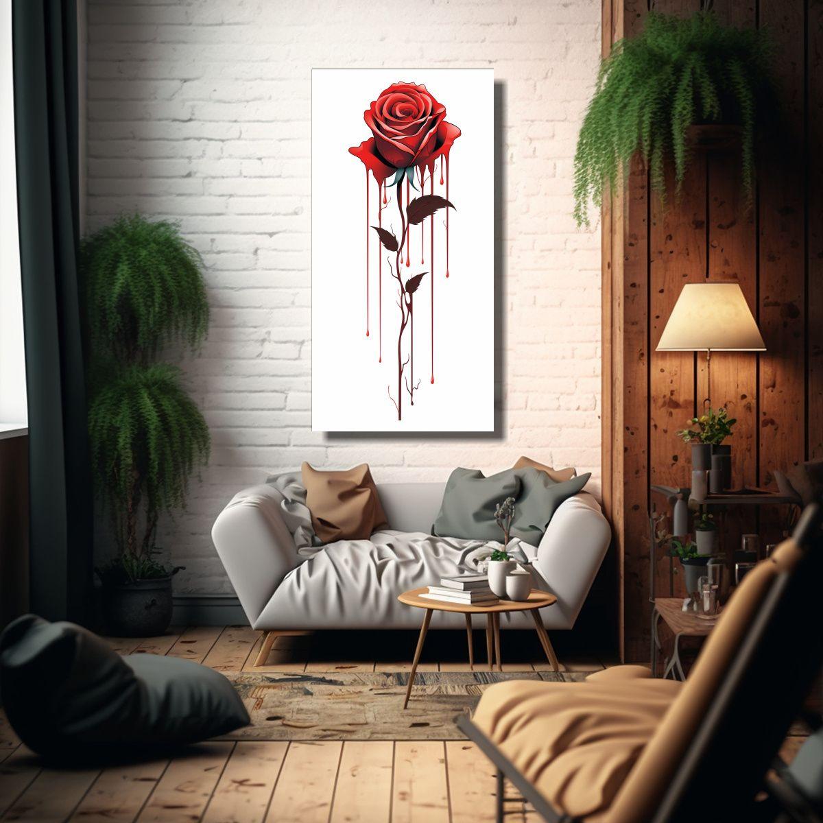 Pintura Lienzo Arte De Pared Surrealista Rosa 20x40cm-2