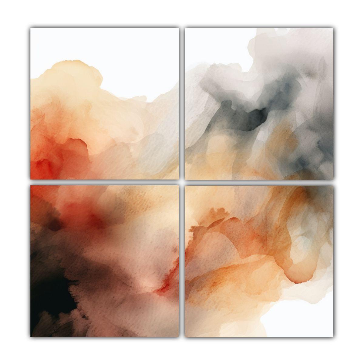 Pinturas Decorativas Abstractas En Colores Tierra 120x120 Cm-0
