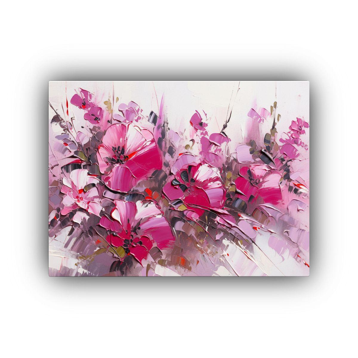 Pintura De Flores Abstractas En Lienzo Estilo 75x50cm-0