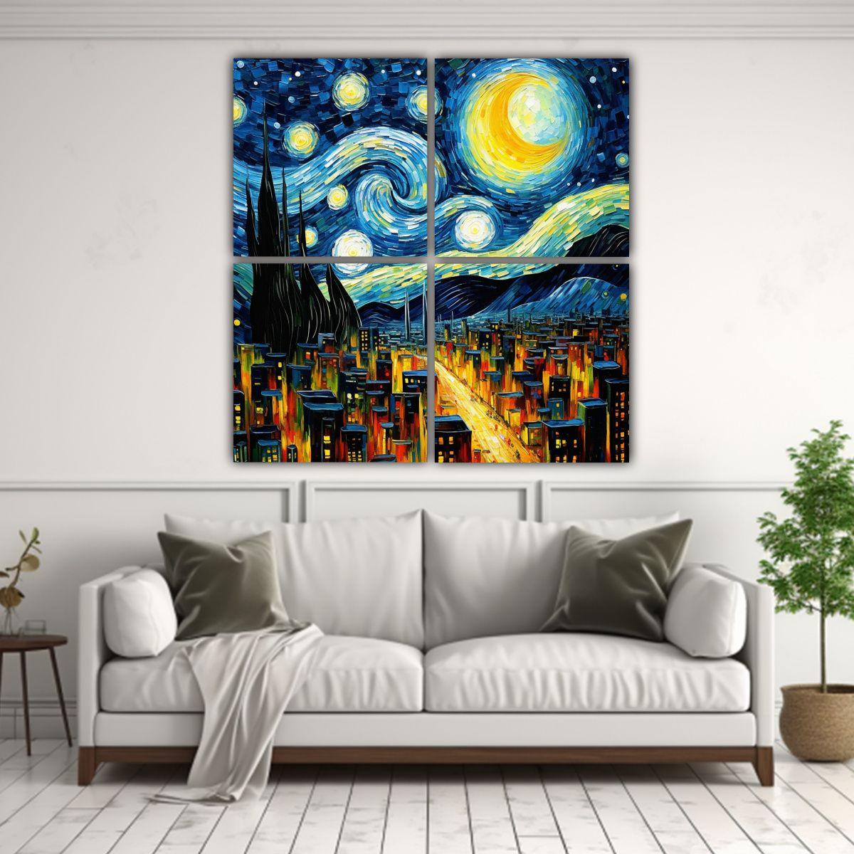 Cuadriptico Diseño Época: Paisaje Urbano 60x60 Cm-2