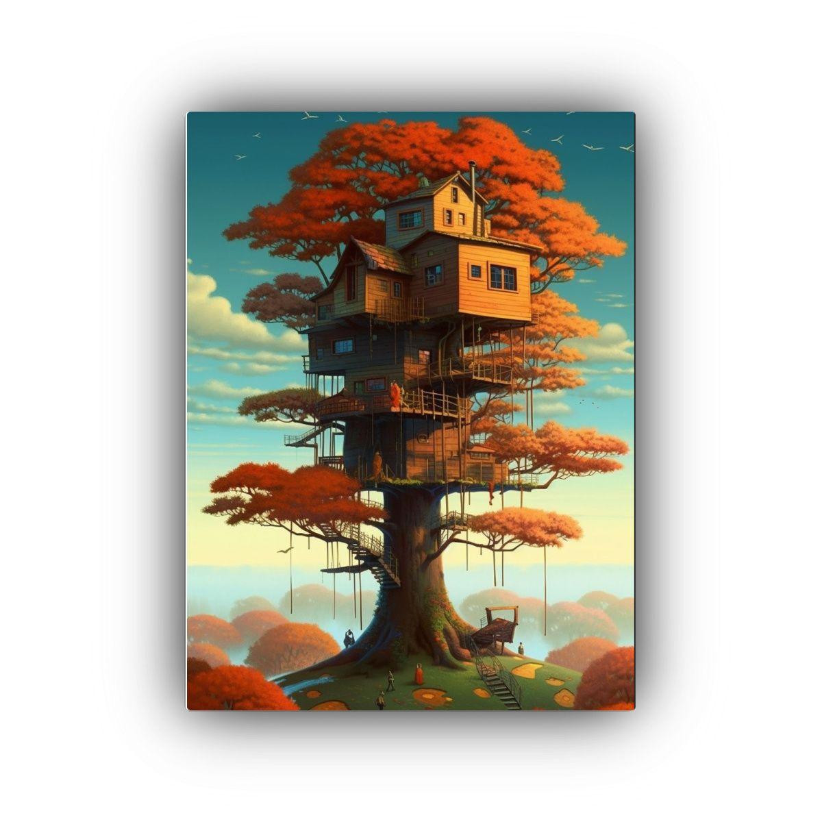 Pintura De Pared Inspiradora Armonía Tree House 30x40cm-0