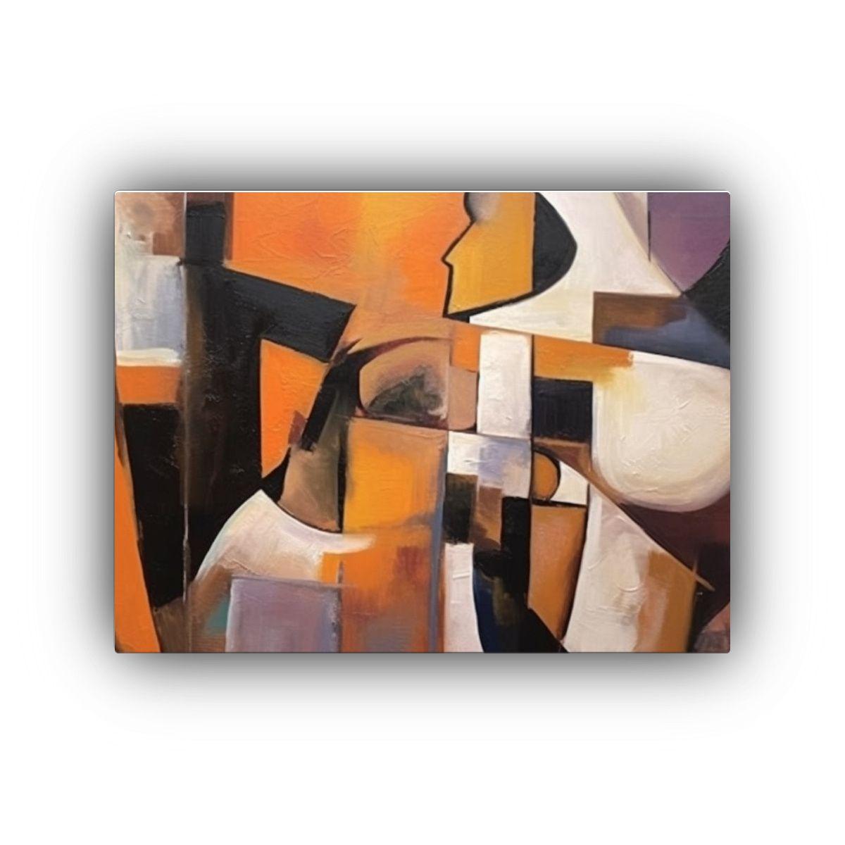 Pintura Geométrica De Figura Impresionista En Lienzo Arte D 65x50cm-0