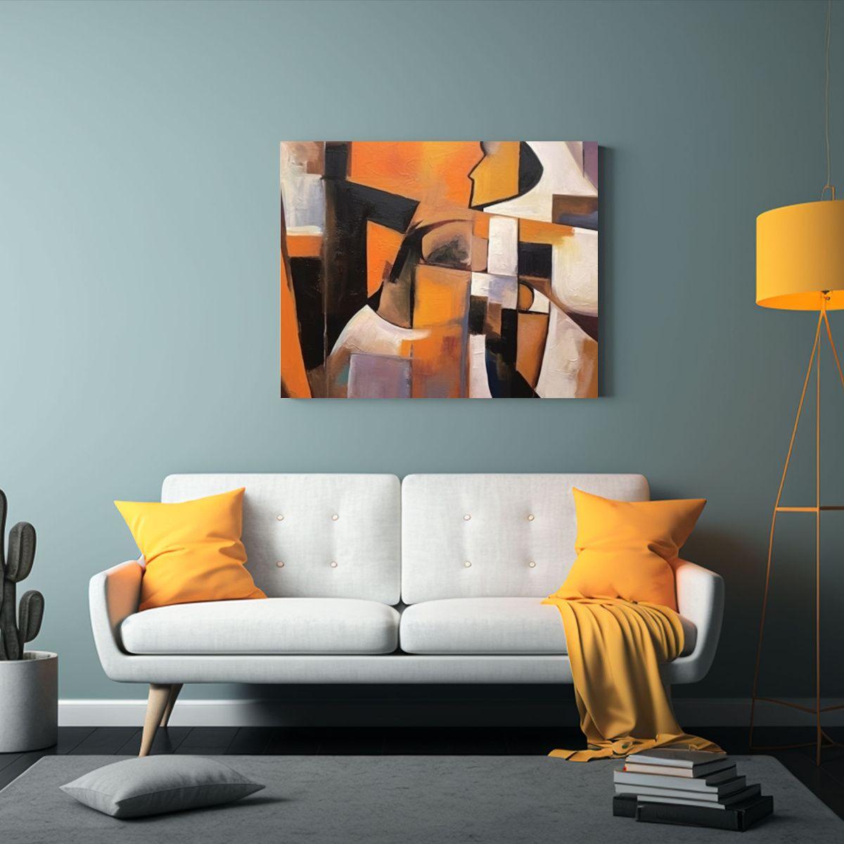 Pintura Geométrica De Figura Impresionista En Lienzo Arte D 65x50cm-2