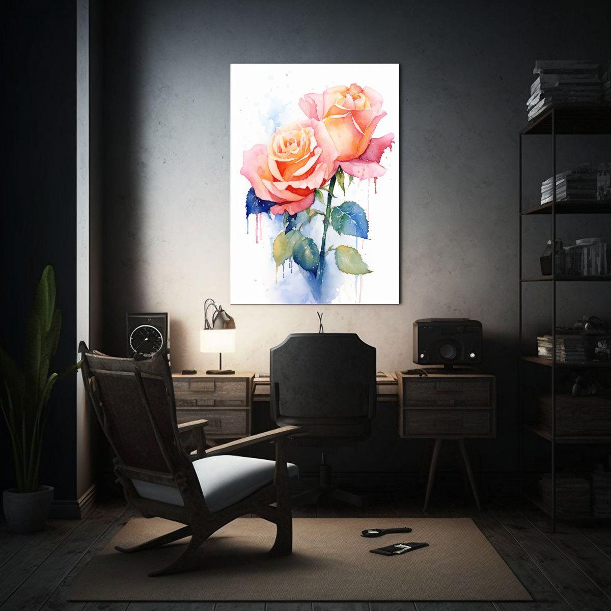 Pintura Decorativa De Flores En Bastidor Estilo 60x90 Cm-2
