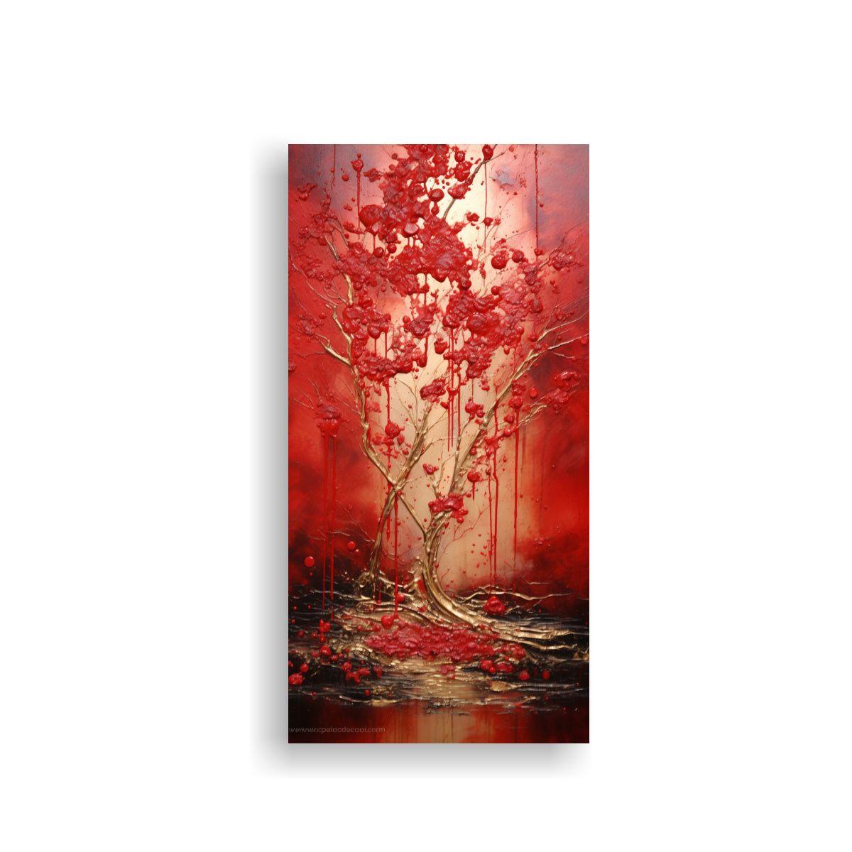 Cuadro Expresión Fantástico En Rojo Y Dorado 40x80cm-0