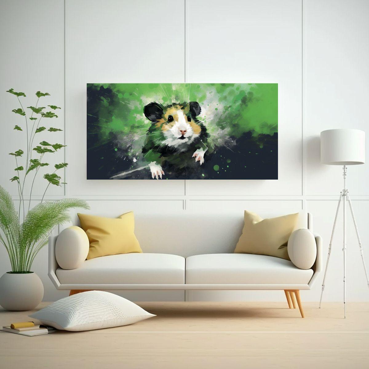 Cuadro Imagen Época A Hamsters En Tonos Verdes 100x50cm-2